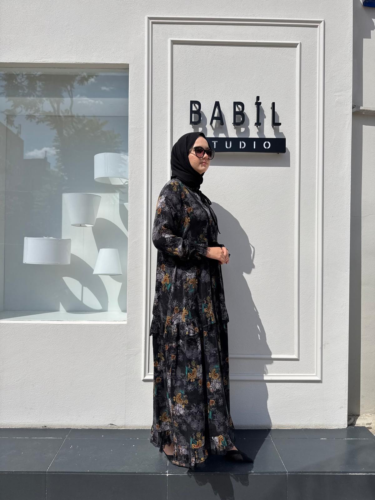 38805 Desenli Kadın Elbise BASKILI JAKAR