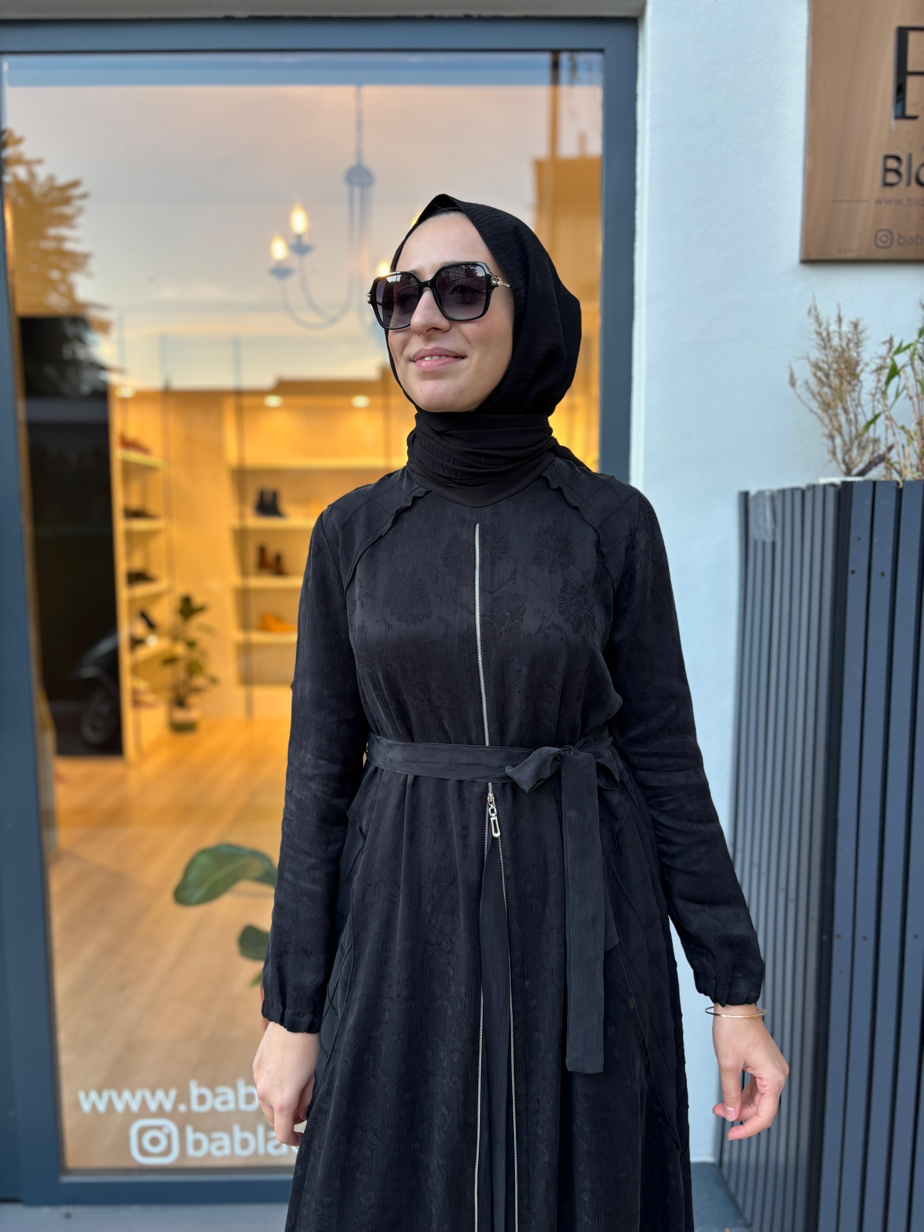 38835 Fermuar Detay Kadın Elbise Siyah