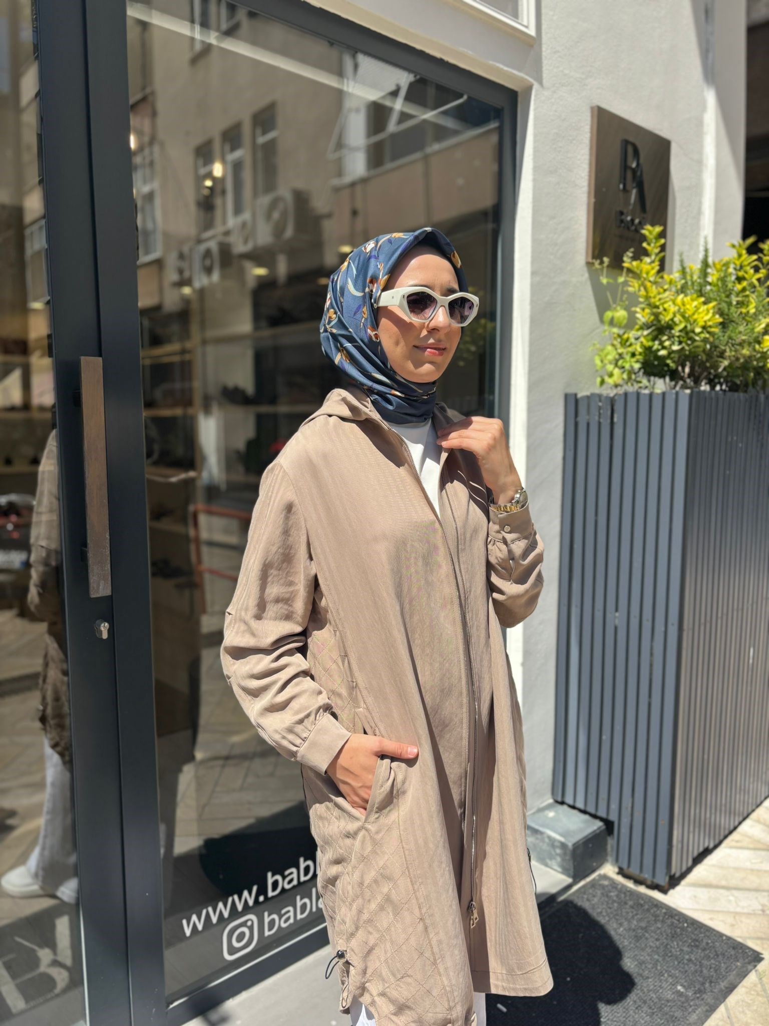 39406 Kapüşonlu Kadın Kap Vizon