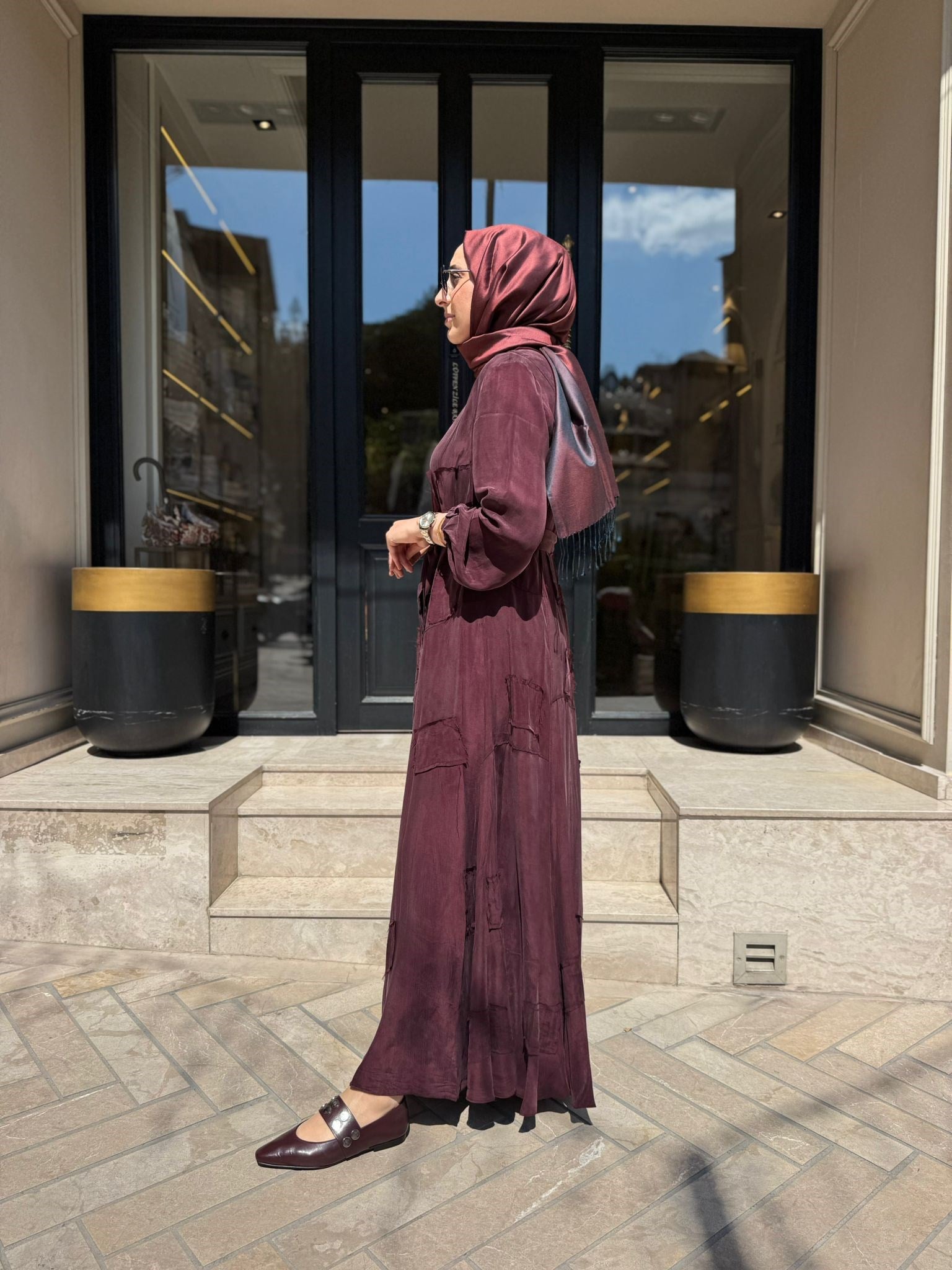 39804 Parça Detay Kadın Elbise Bordo