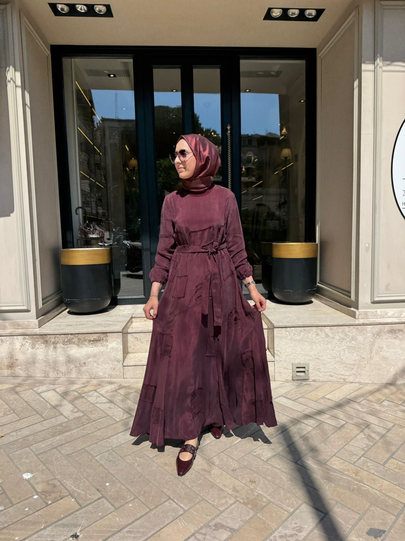 39804 Parça Detay Kadın Elbise Bordo