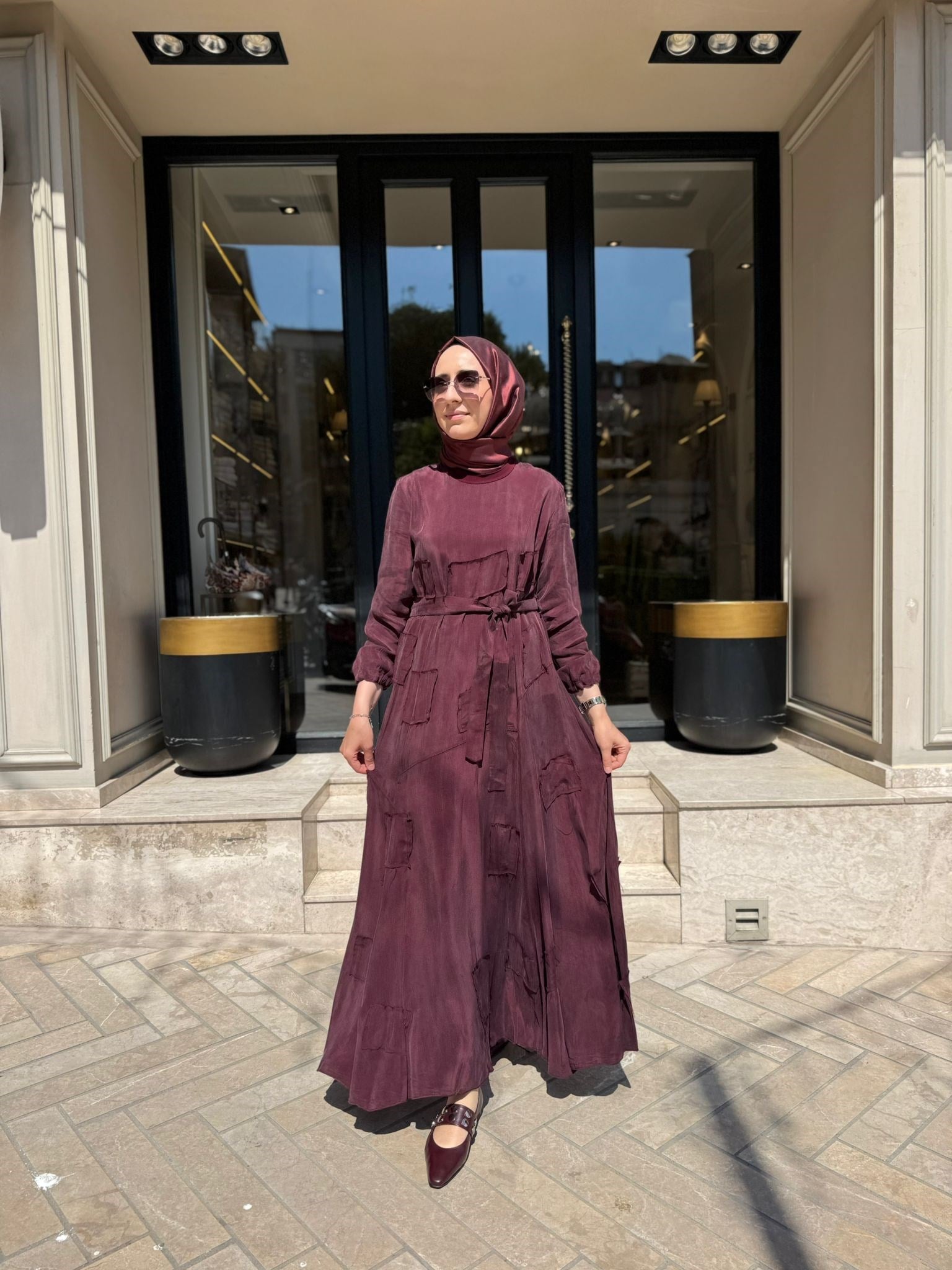 39804 Parça Detay Kadın Elbise Bordo
