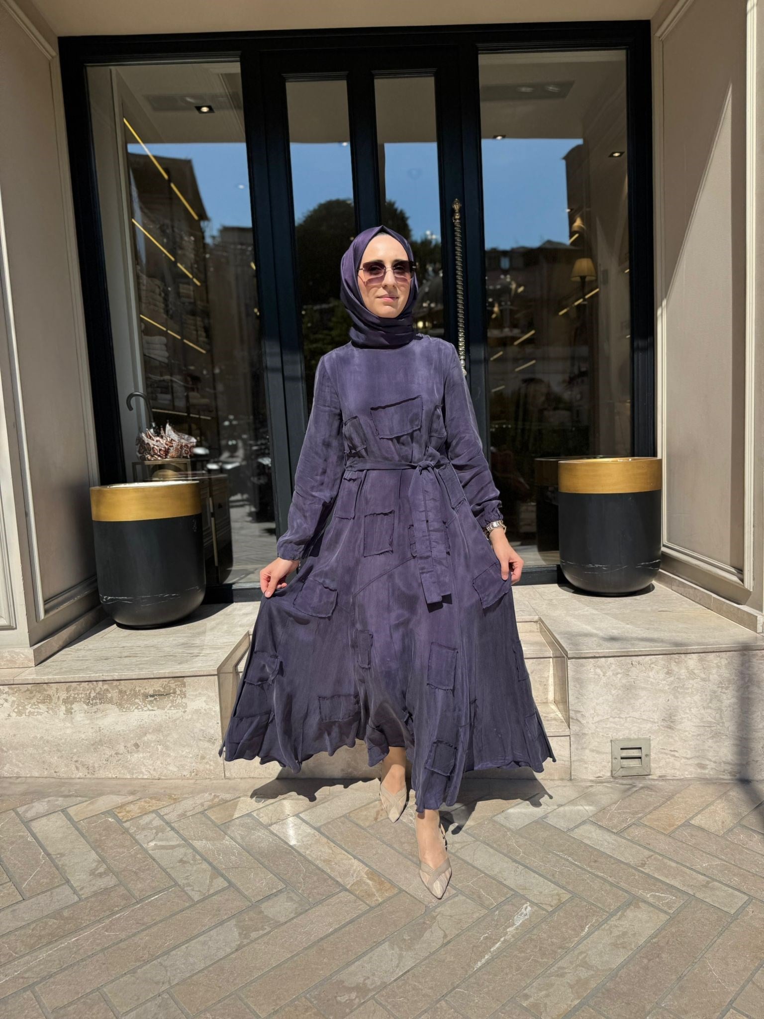 39804 Parça Detay Kadın Elbise Mor