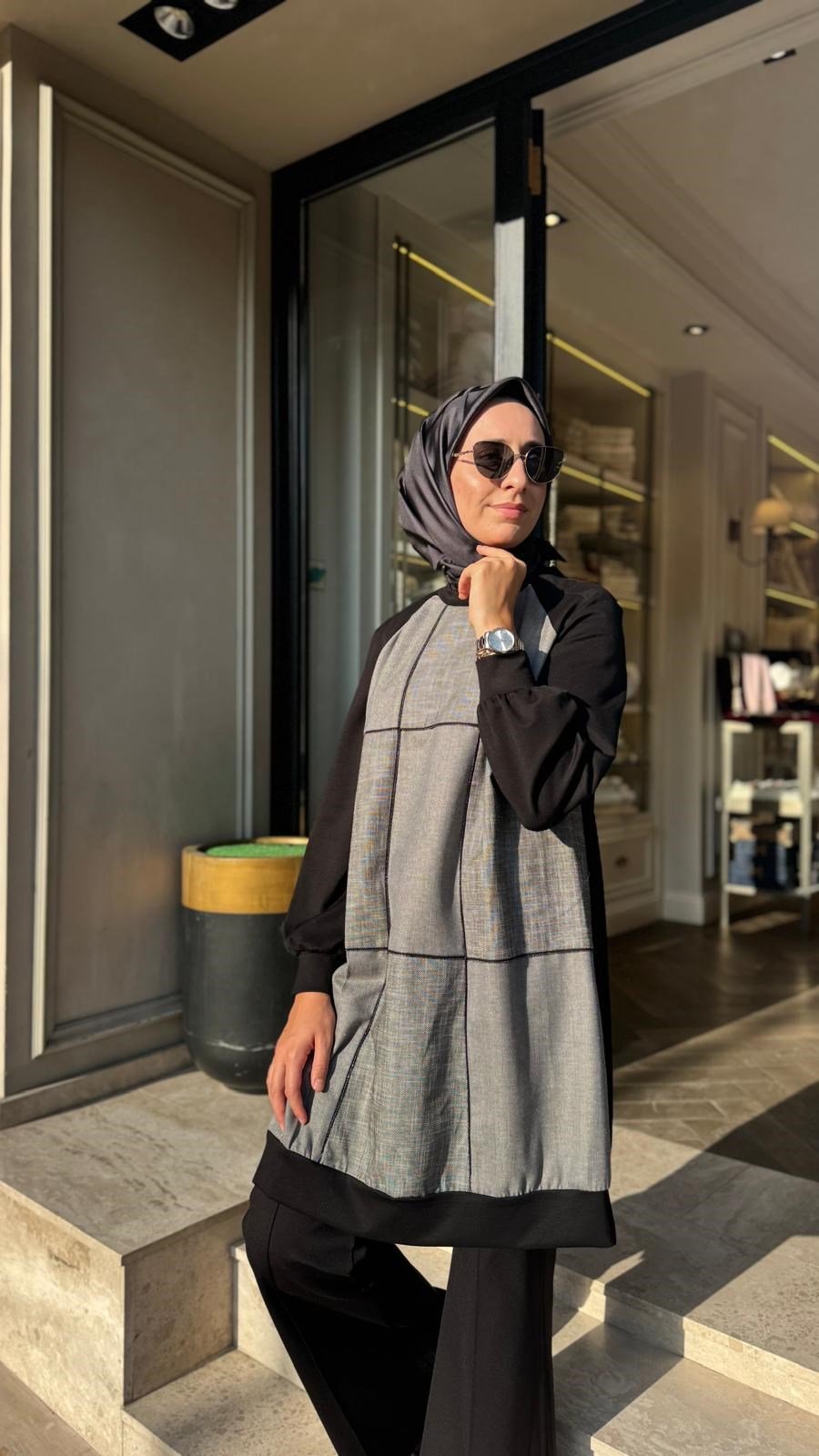 40030 Bisiklet Yaka Kadın Tunik Siyah