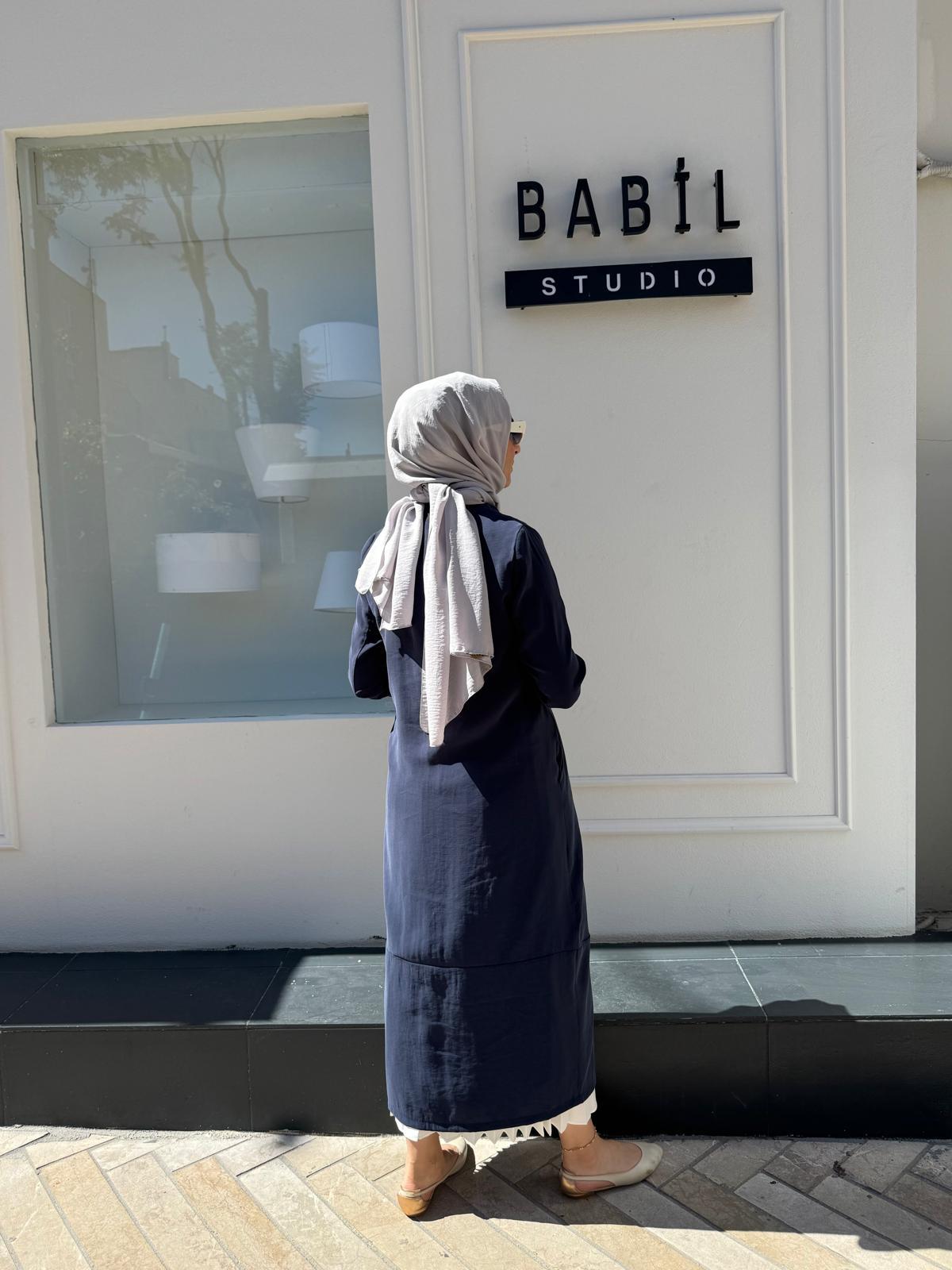 404888-1 Fermuarlı Düz Basic Kadın Kap Lacivert