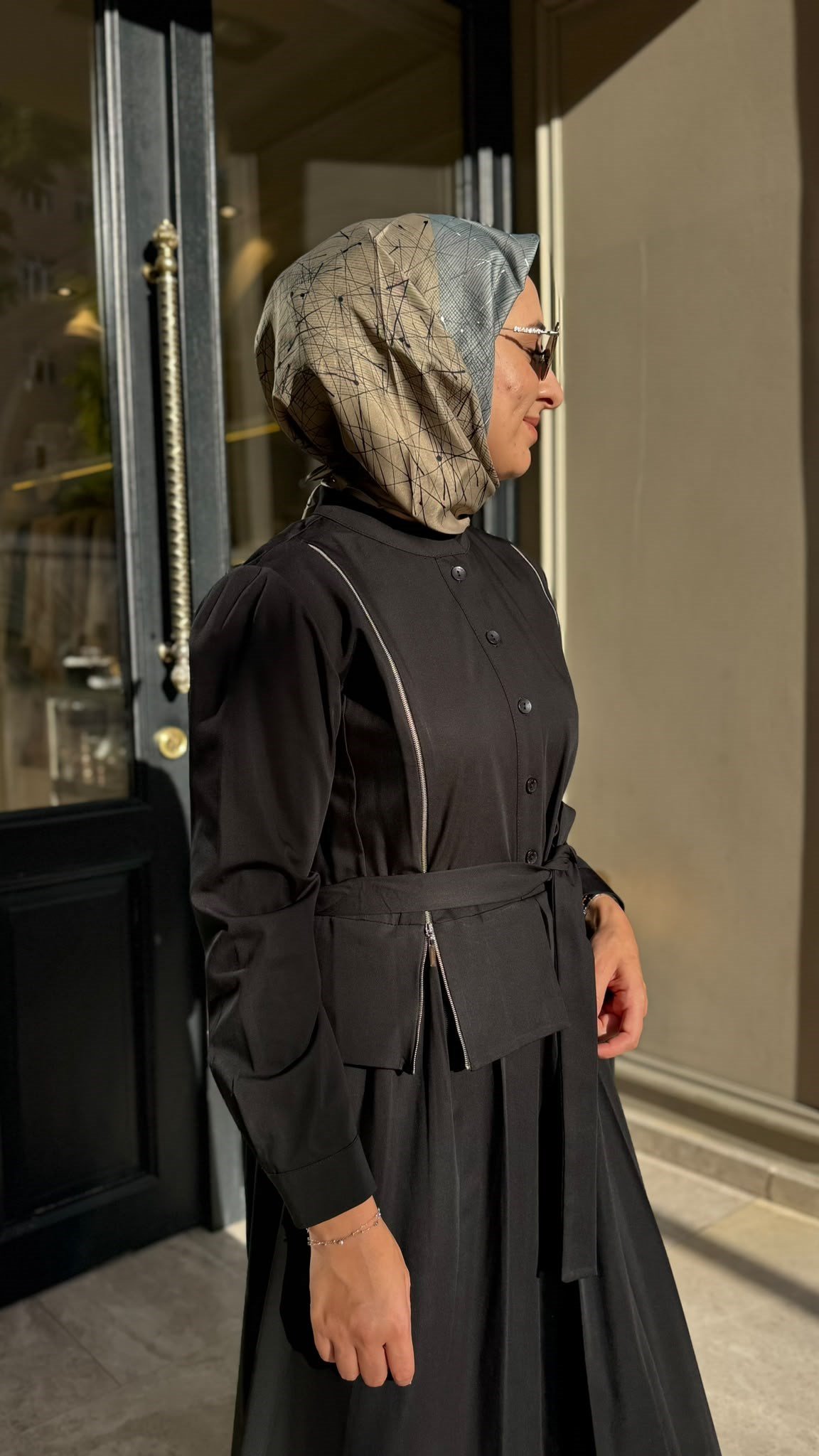 40803 Fermuar Detay Kadın Elbise Siyah
