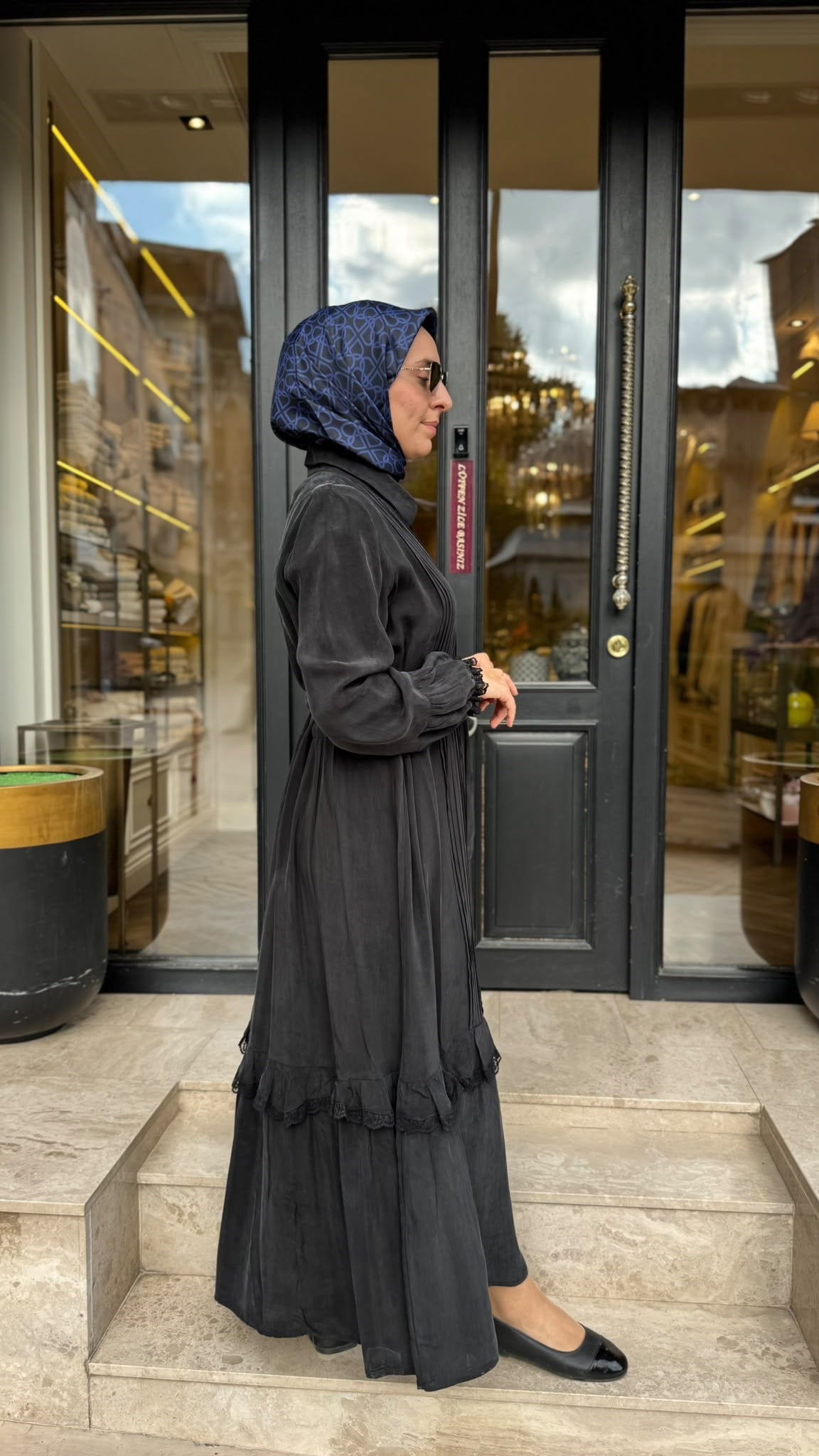 40818 Çıtçıt Detay Kadın Elbise Siyah