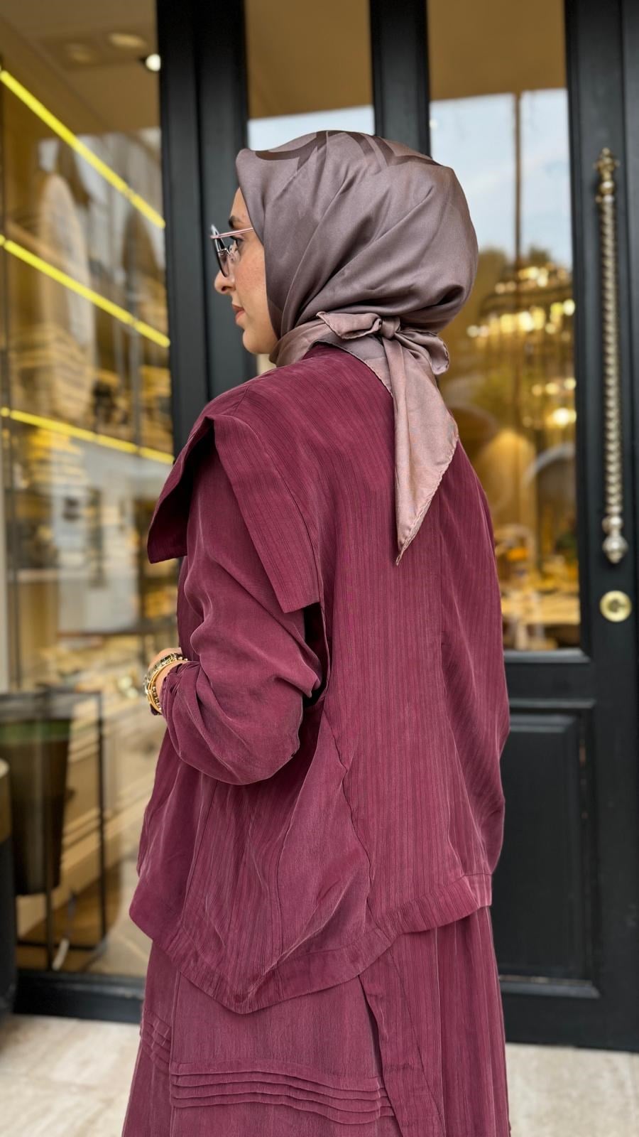 40837 Yelekli Kadın Elbise Bordo