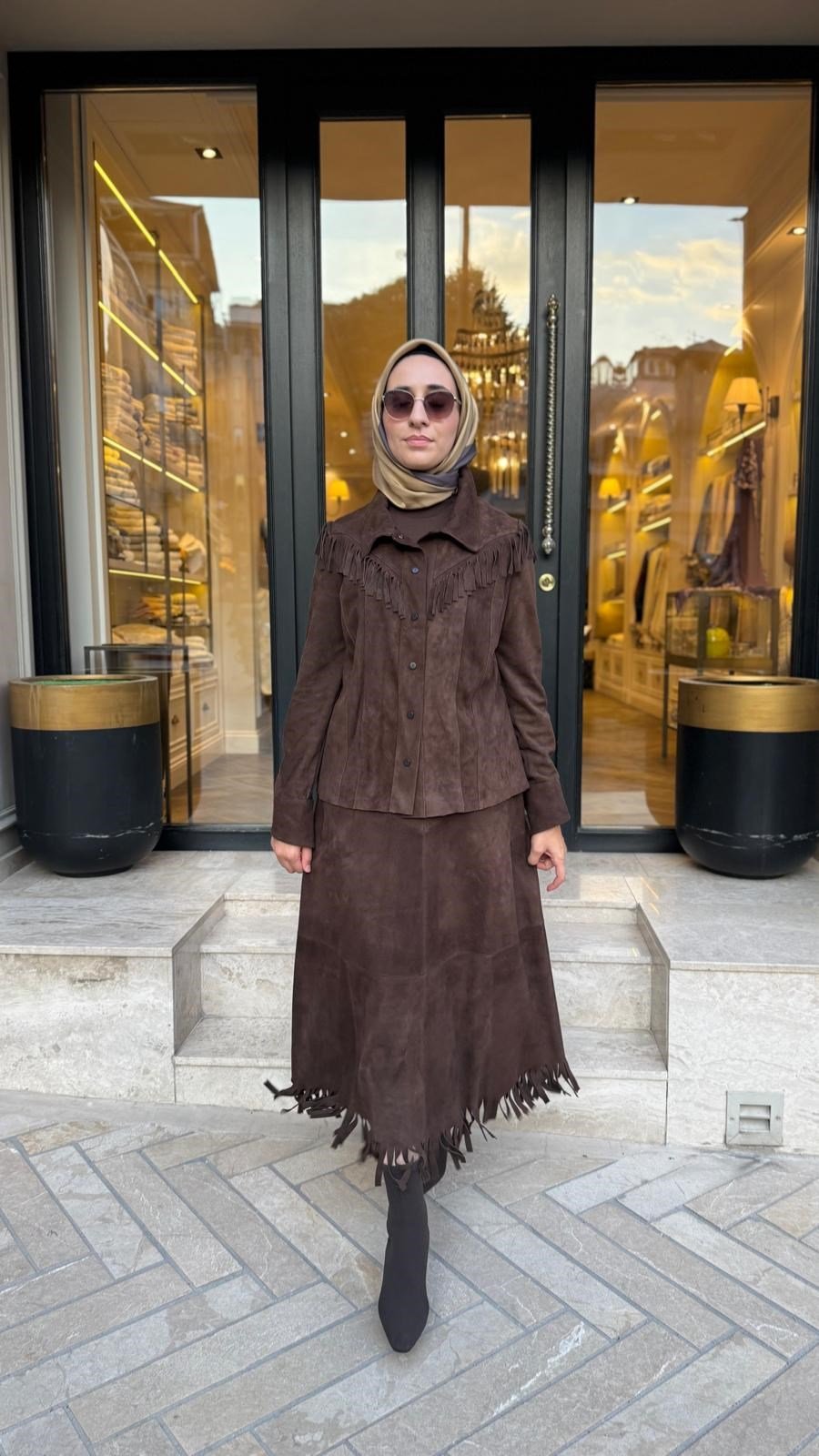 40921 Güderi Kadın Etek Kahve