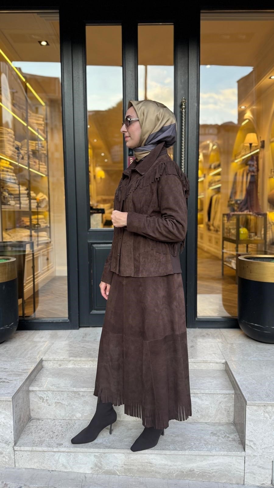 40921 Güderi Kadın Etek Kahve