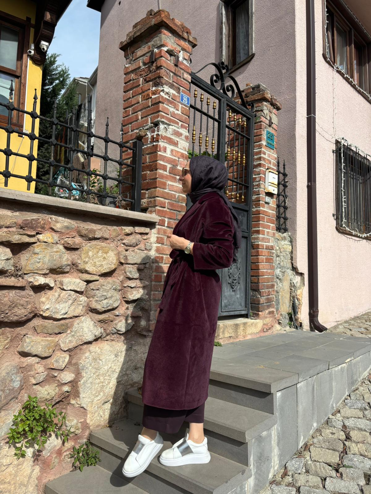 505322 Dokulu Kadın Kaban Bordo