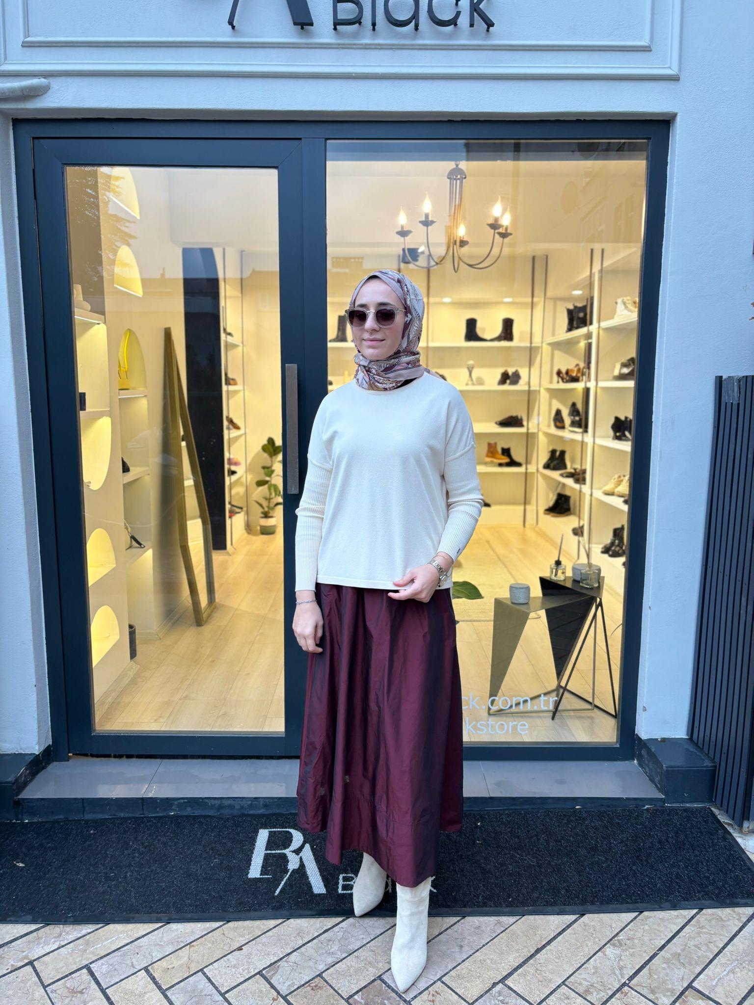 806468 Paraşüt Kadın Etek Bordo