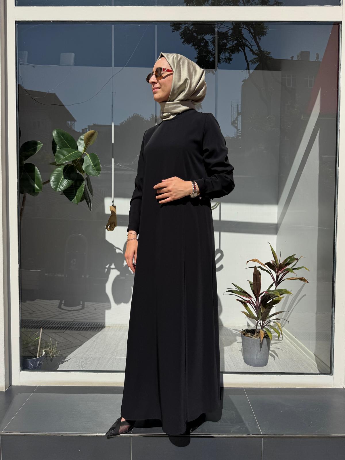 90464-1 Düz Kadın Elbise Siyah