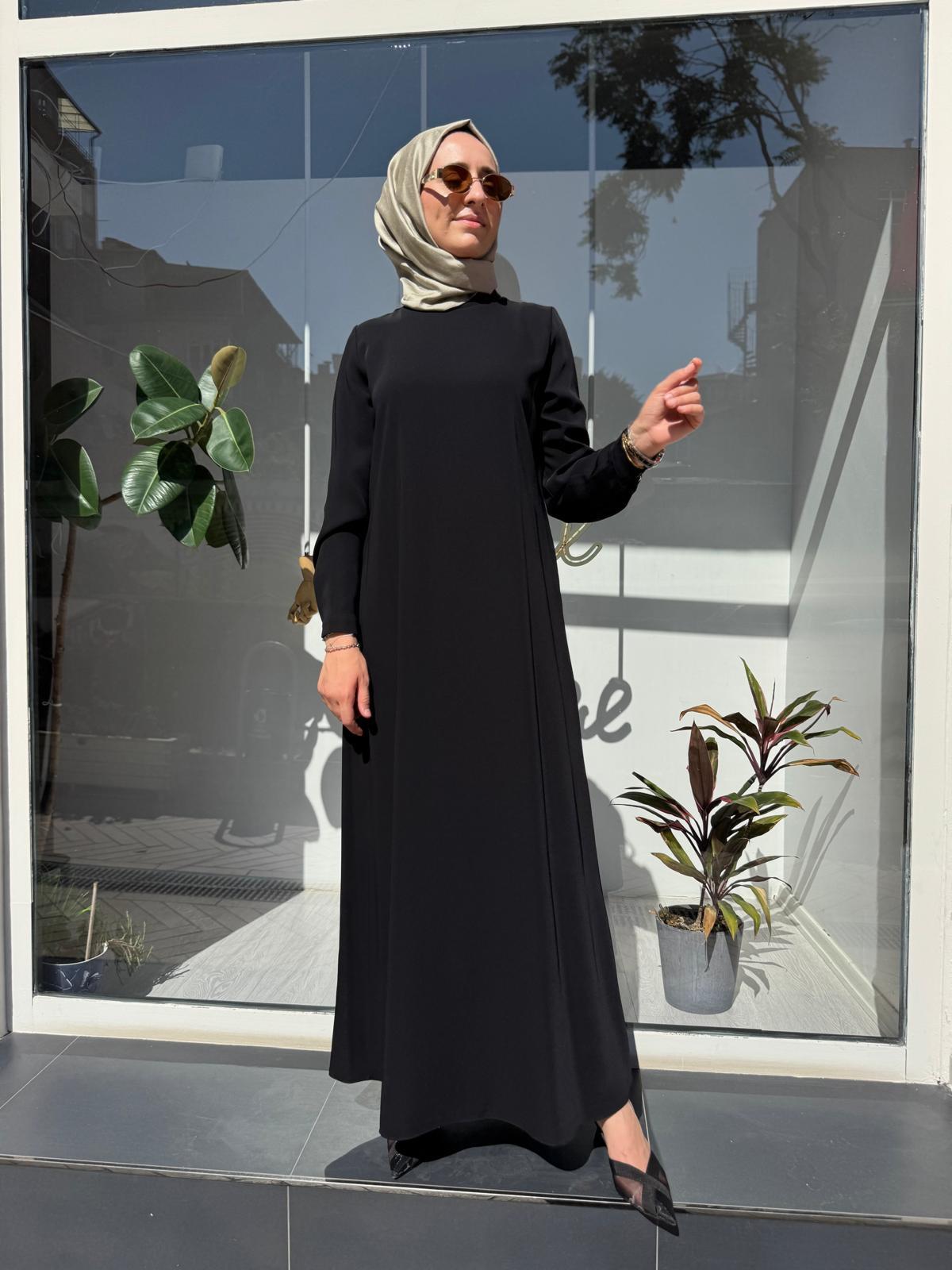 90464-1 Düz Kadın Elbise Siyah