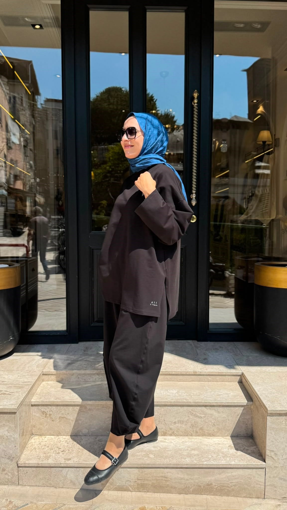 ALL-3004 Bisiklet Yaka Kadın Takım Siyah