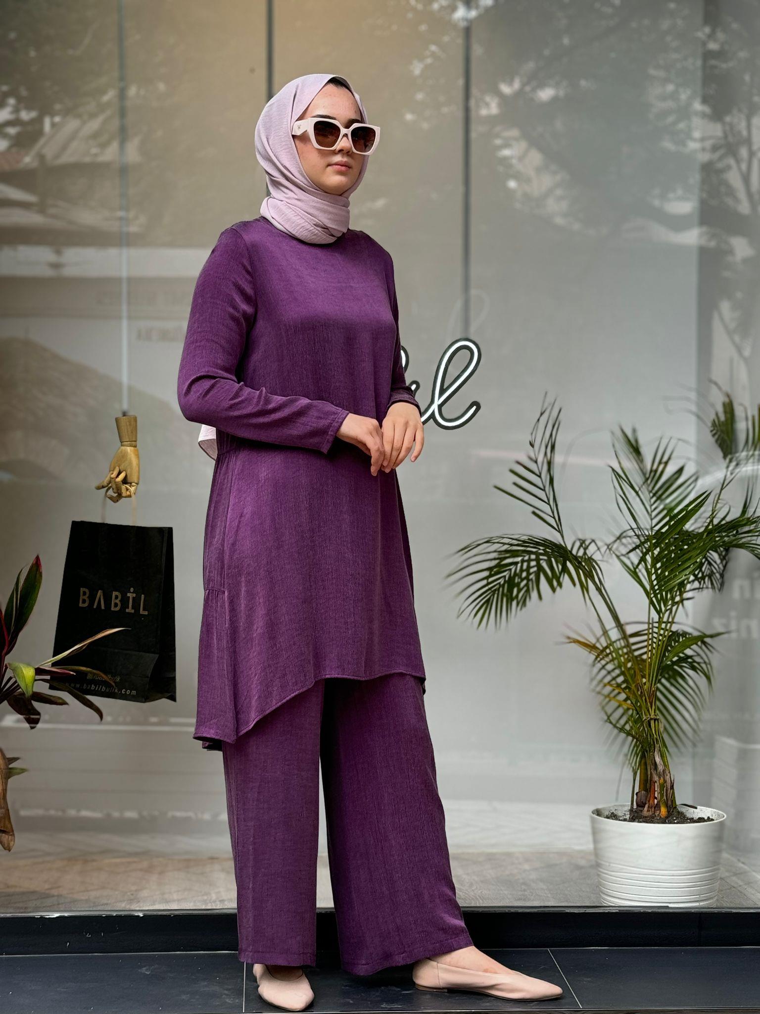 Basic İpek Kadın Tunik Mürdüm