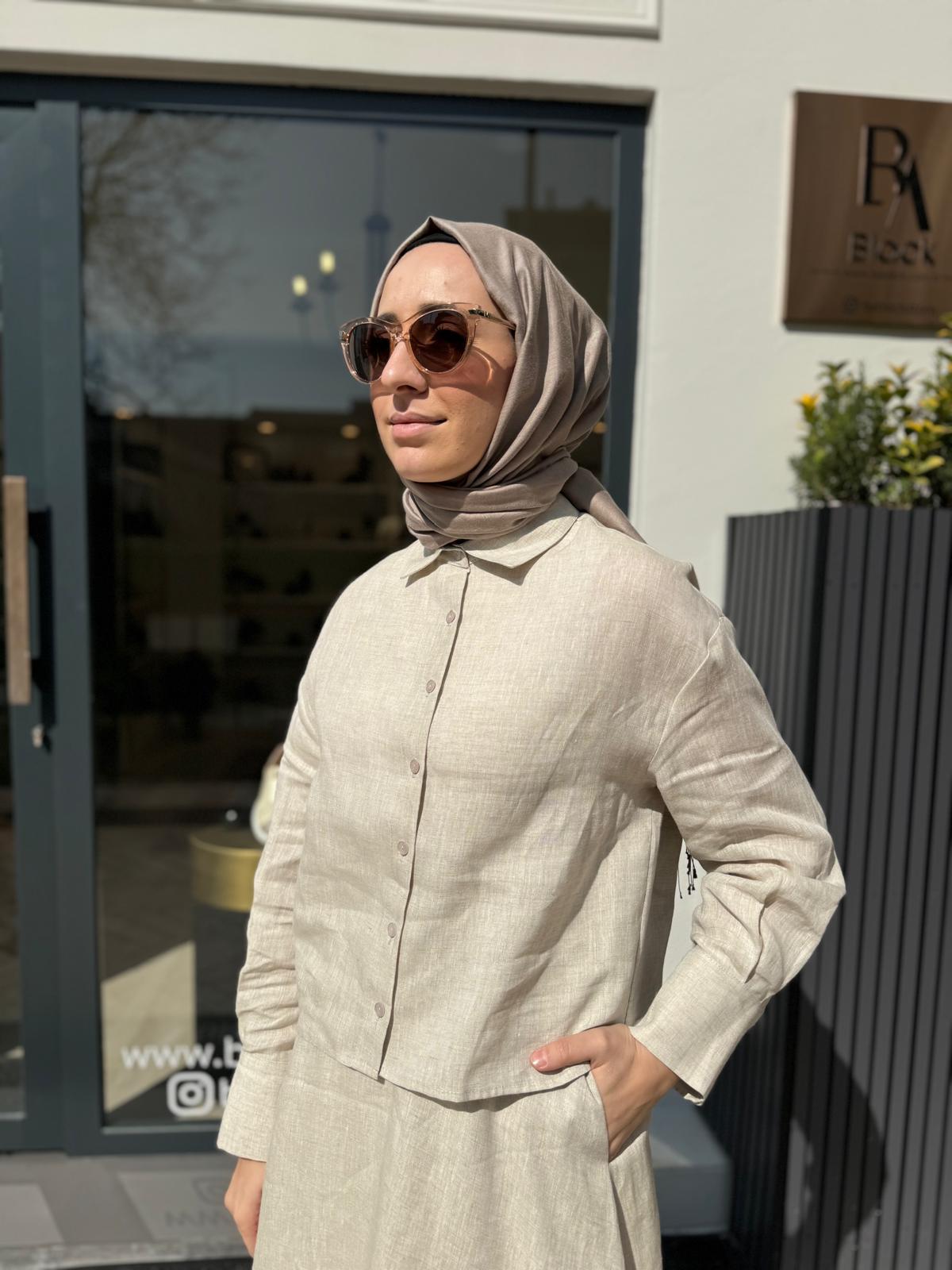 Basic Kısa Kadın Gömlek Bej
