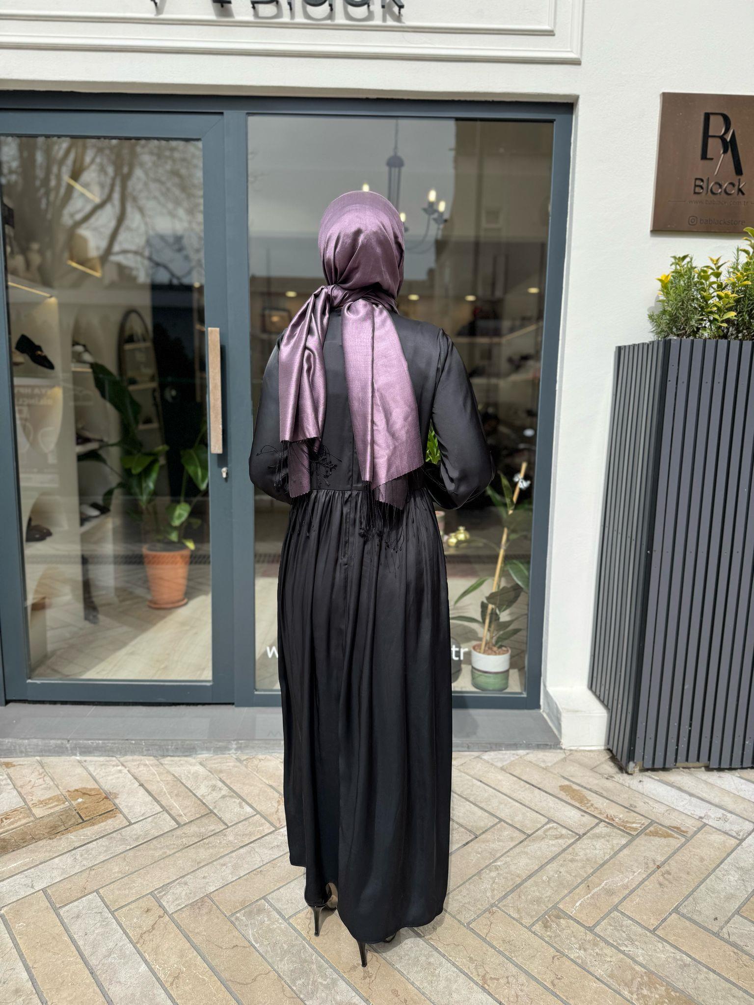 Beli Büzgülü Kadın Elbise Siyah