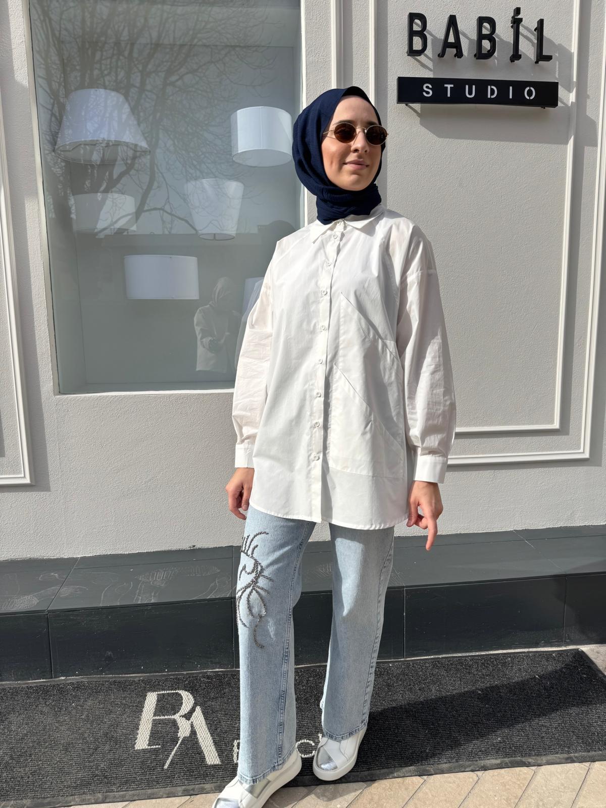 Boncuk İşleme Detaylı Kadın Jean Mavi