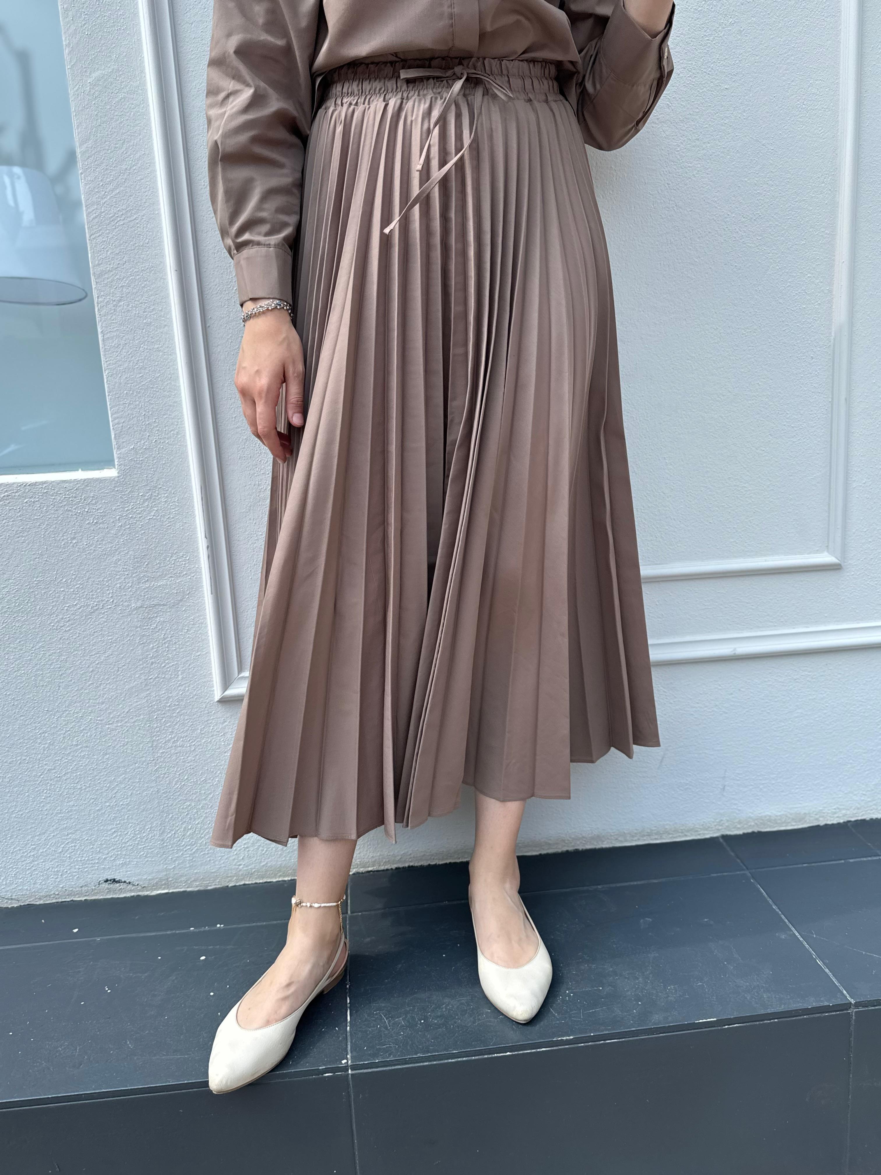 Brandi Kadın Beli Lastikli Pliseli Etek Kahve