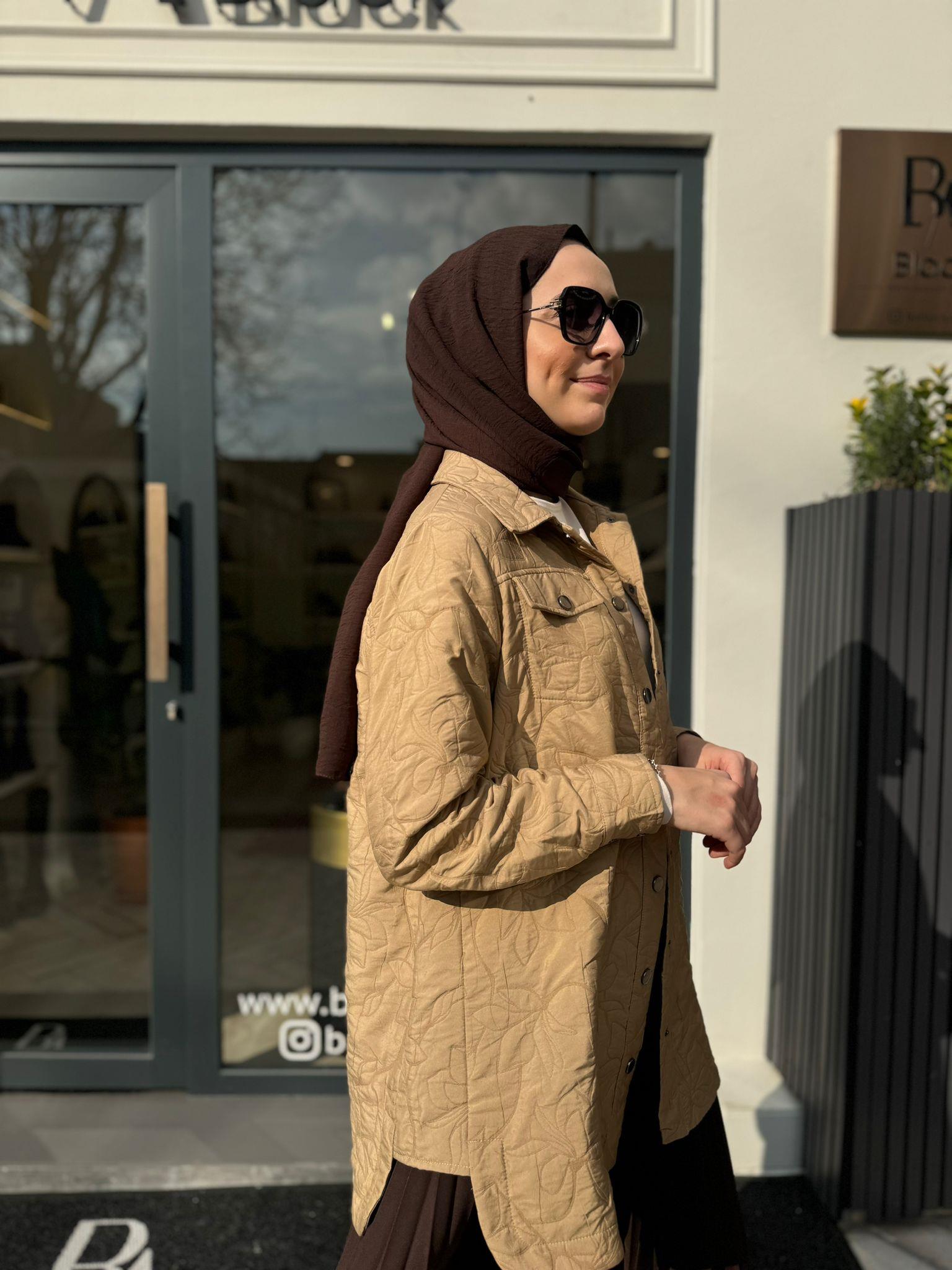 Çıt Çıt Kapitone Kadın Ceket Camel