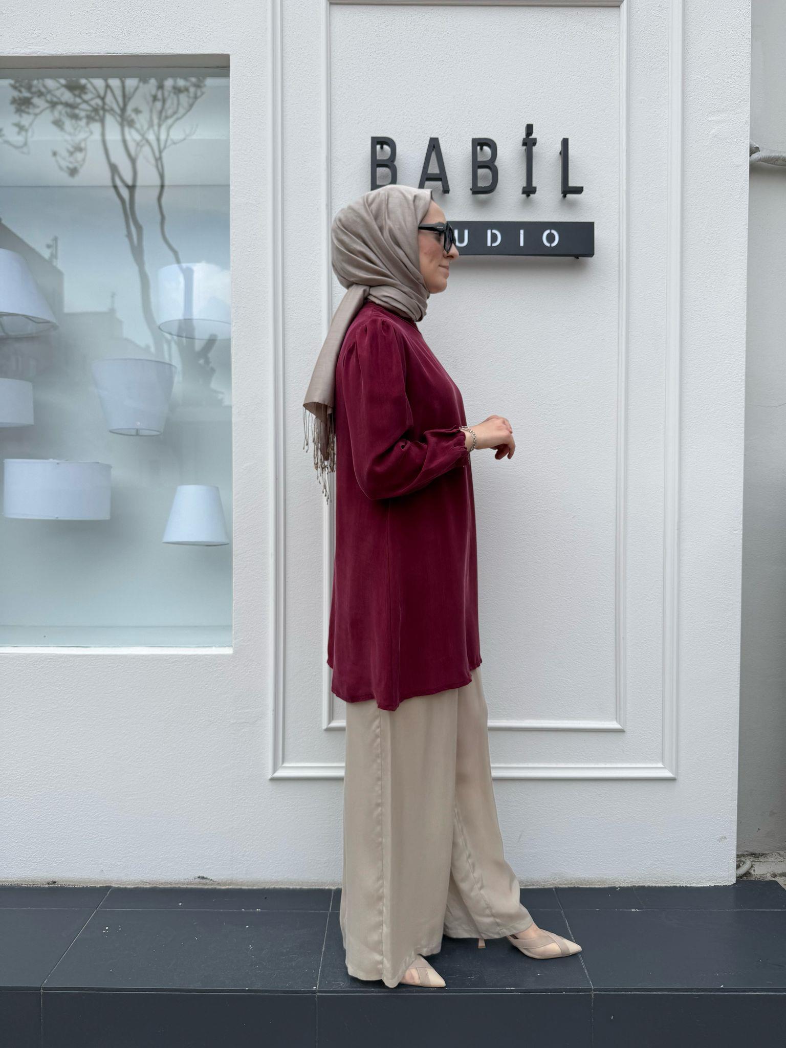 Cupro Basic Kadın Tunik Bordo