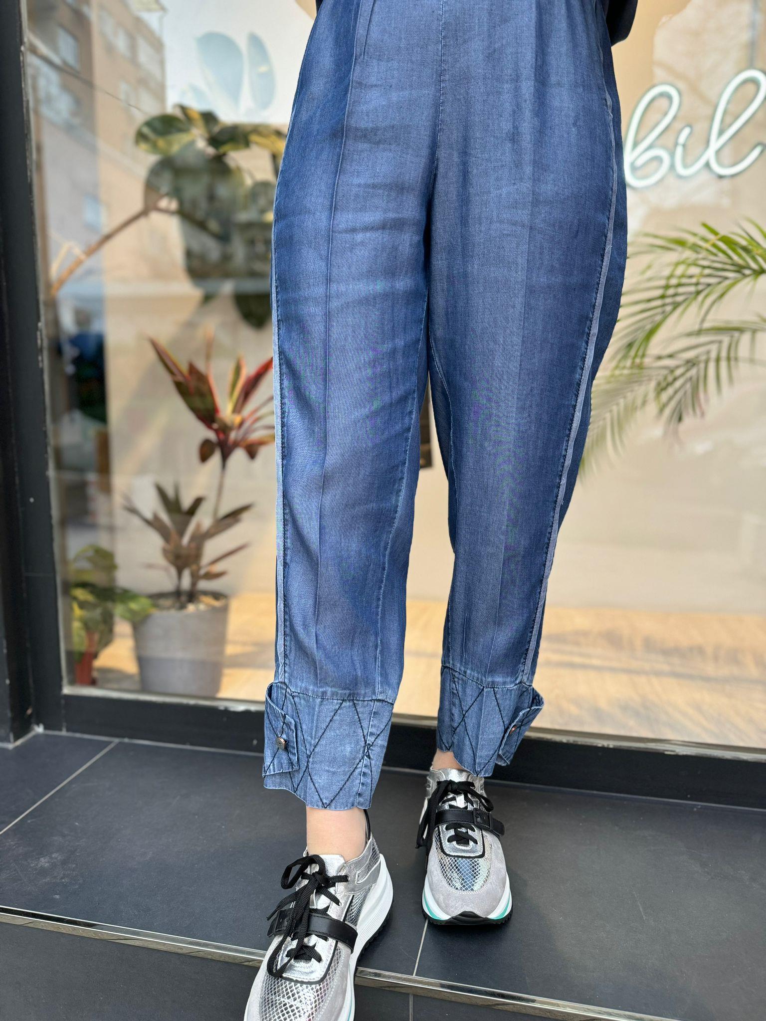 Denim Kot Kadın Tasarım Pantolon Lacivert