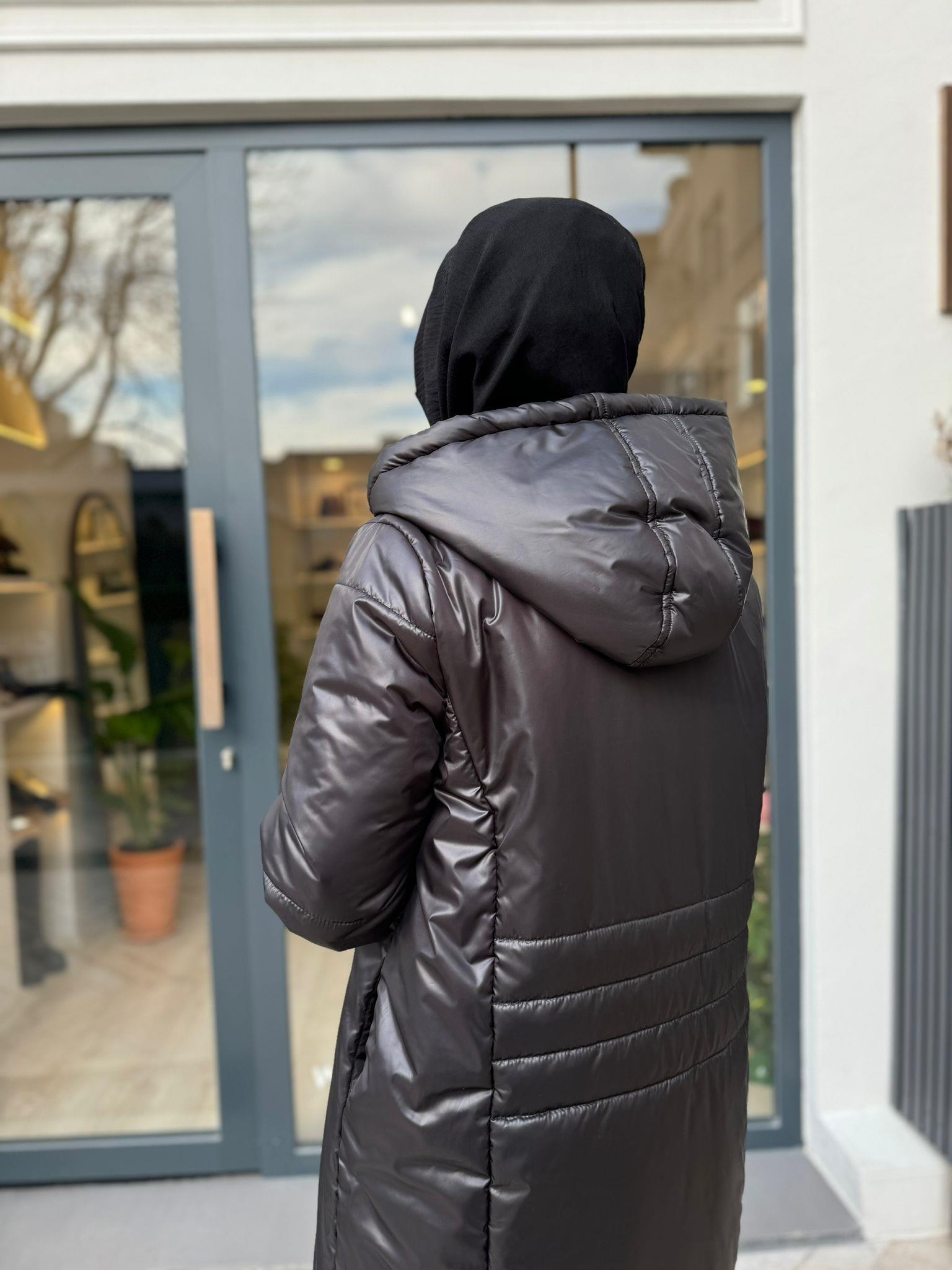 Dikiş Detaylı Kadın Şişme Mont Siyah