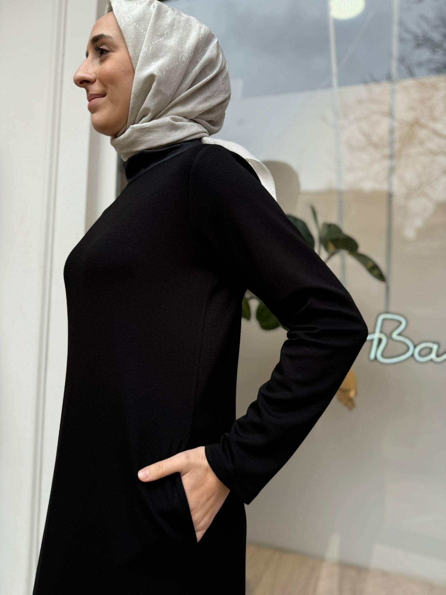 Düğme Detaylı Basic Kadın Elbise Siyah