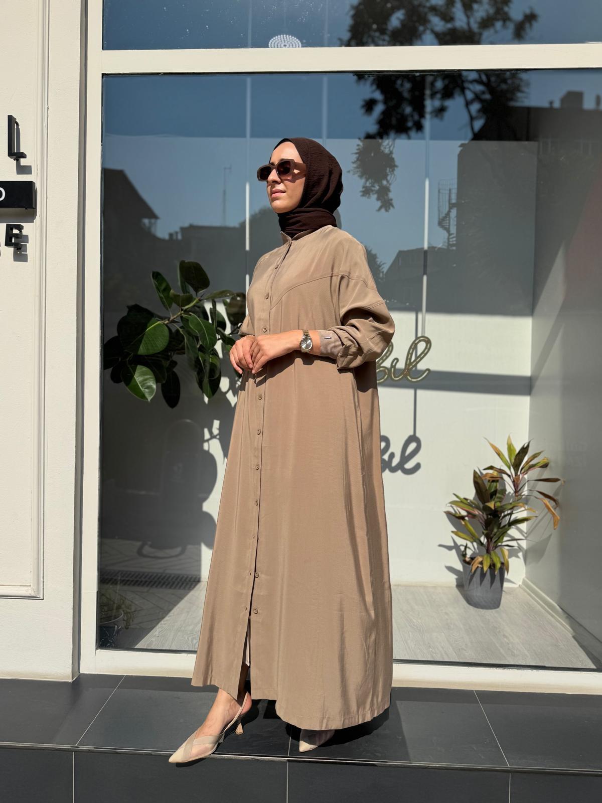 Düğmeli Basic Kadın Kap Camel