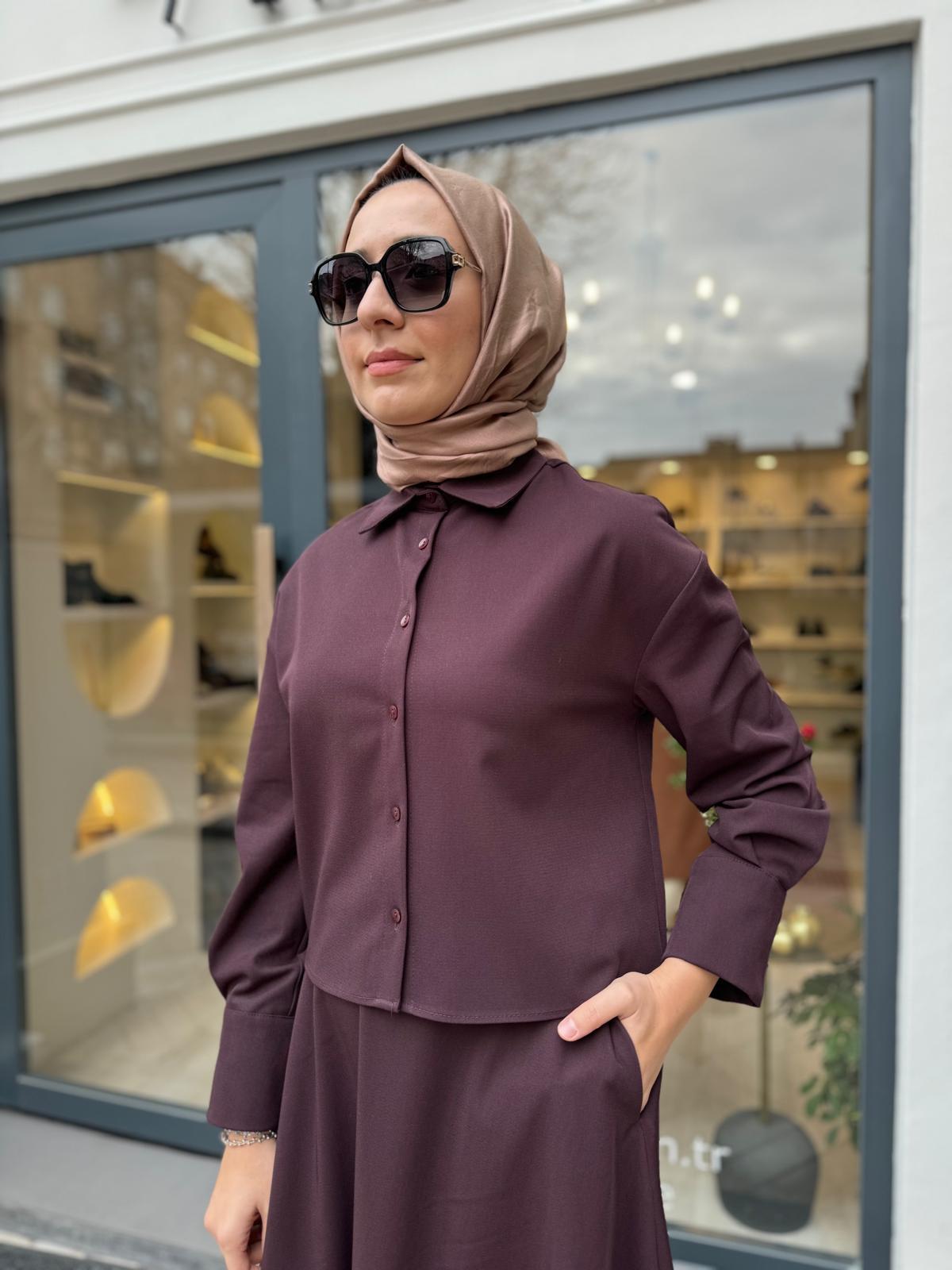 Eliza Kısa Gömlek Bordo