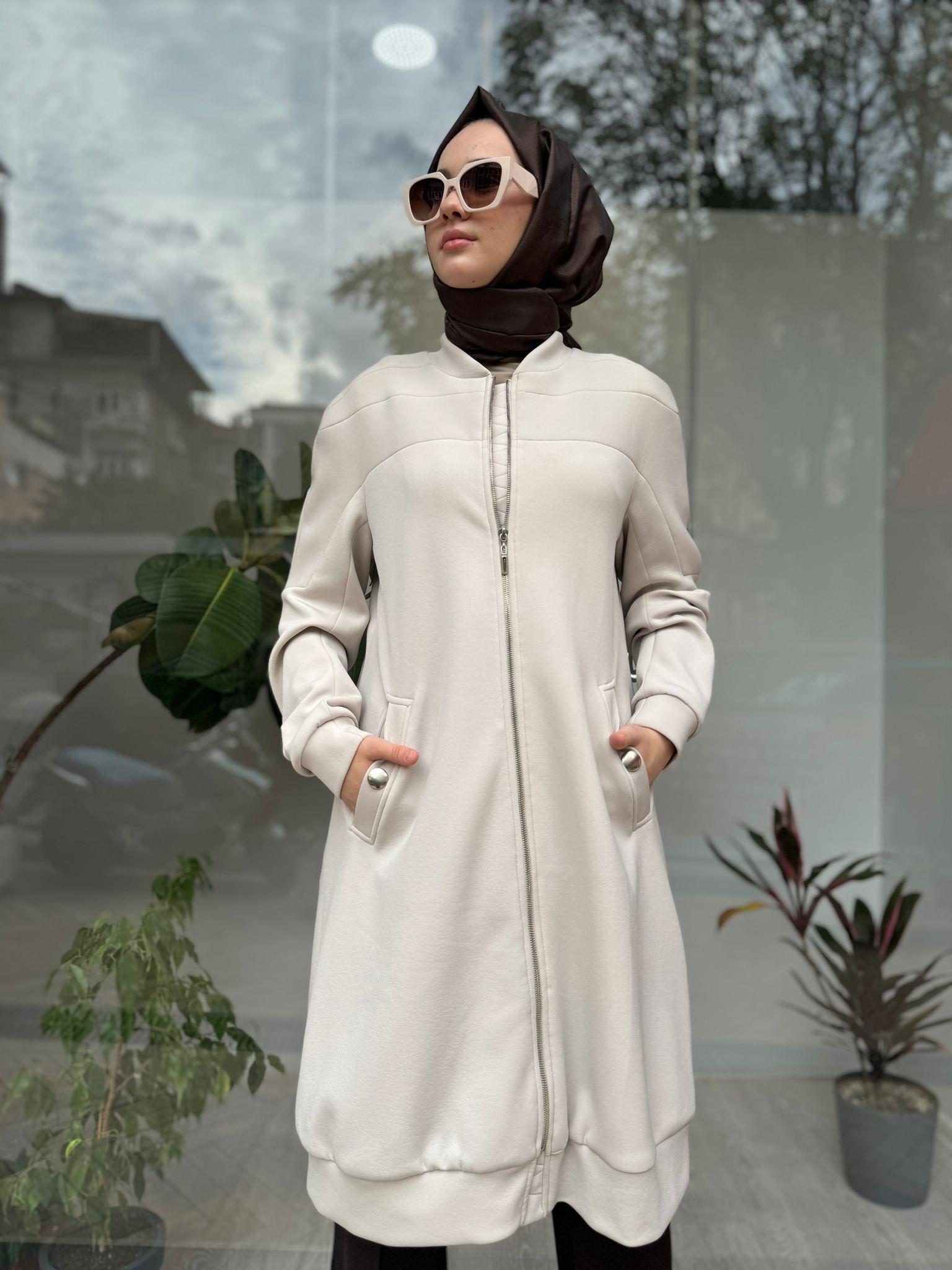 Fermuarlı Basic Kap Taş Rengi