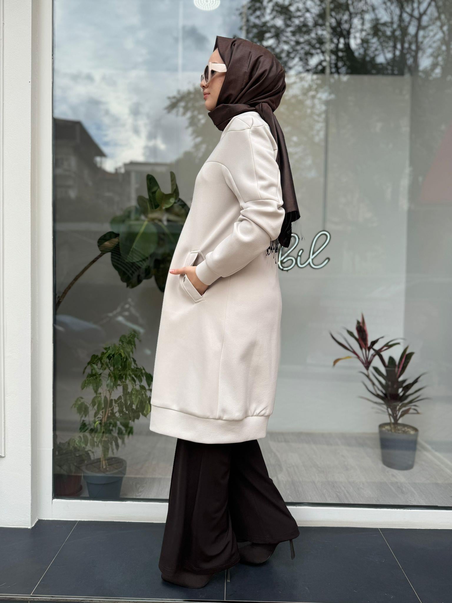Fermuarlı Basic Kap Taş Rengi