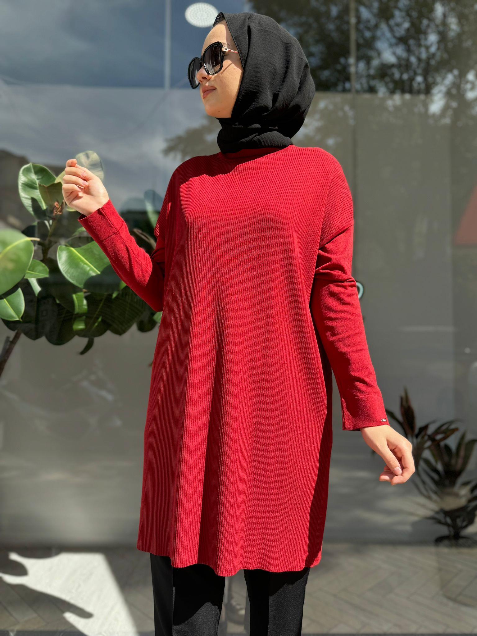 Fitilli Triko Kadın Tunik Bordo