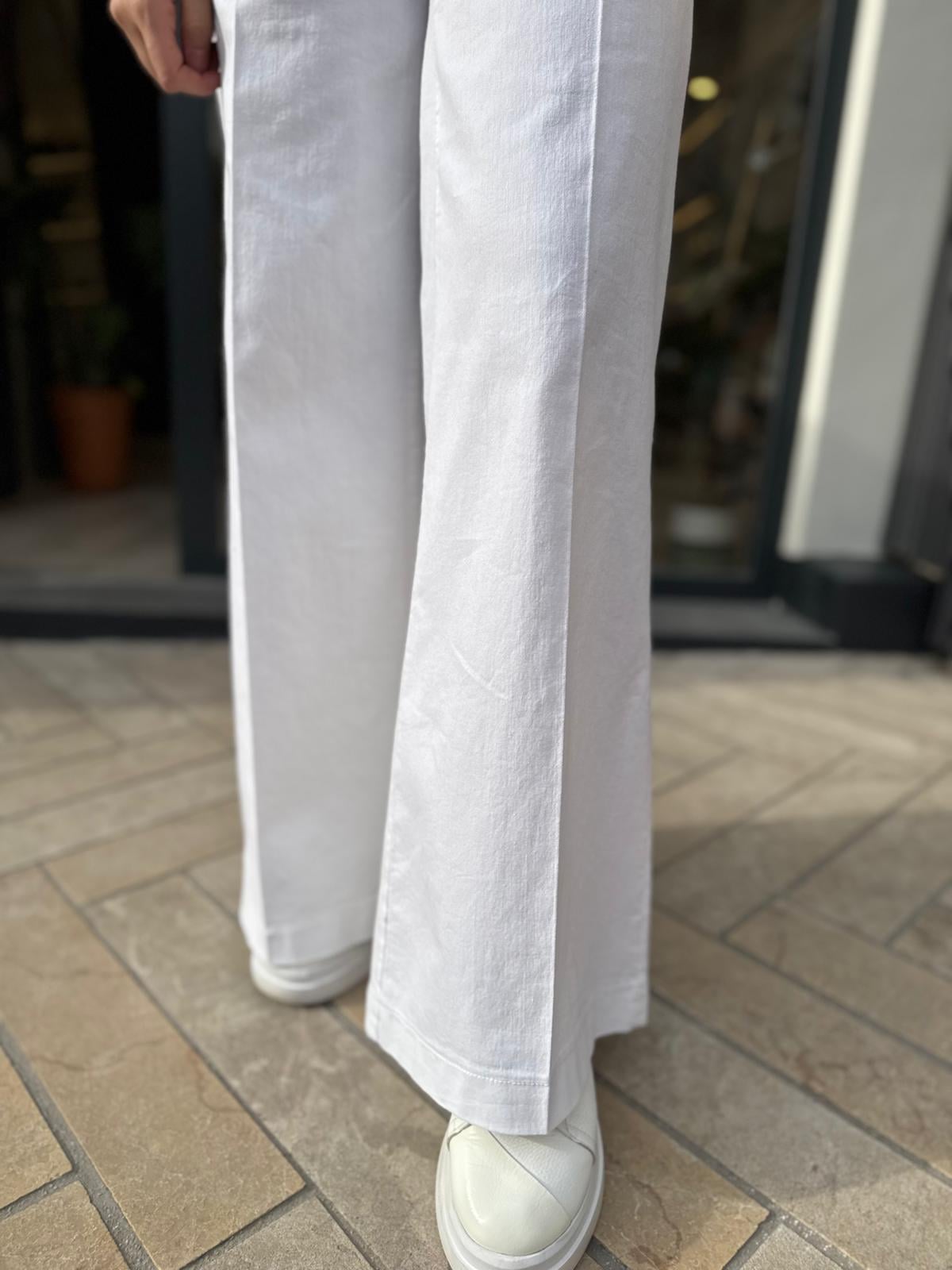 Geniş Paça Basic Kadın Kot Pantolon Beyaz
