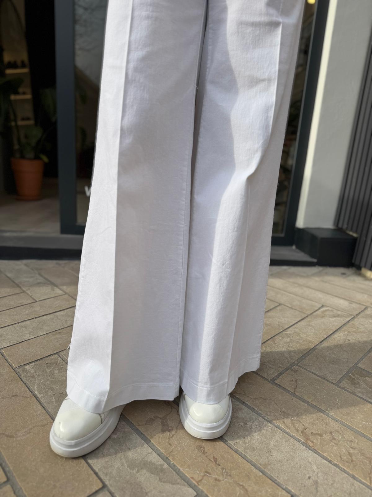 Geniş Paça Basic Kadın Kot Pantolon Beyaz