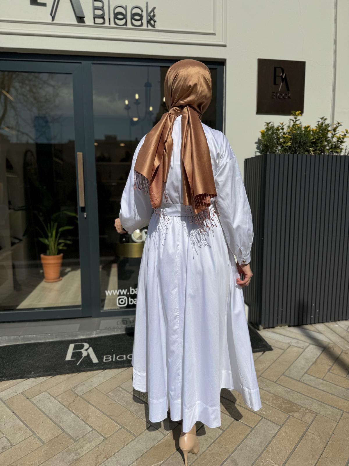 Grace Cep Detaylı Kadın Elbise Beyaz