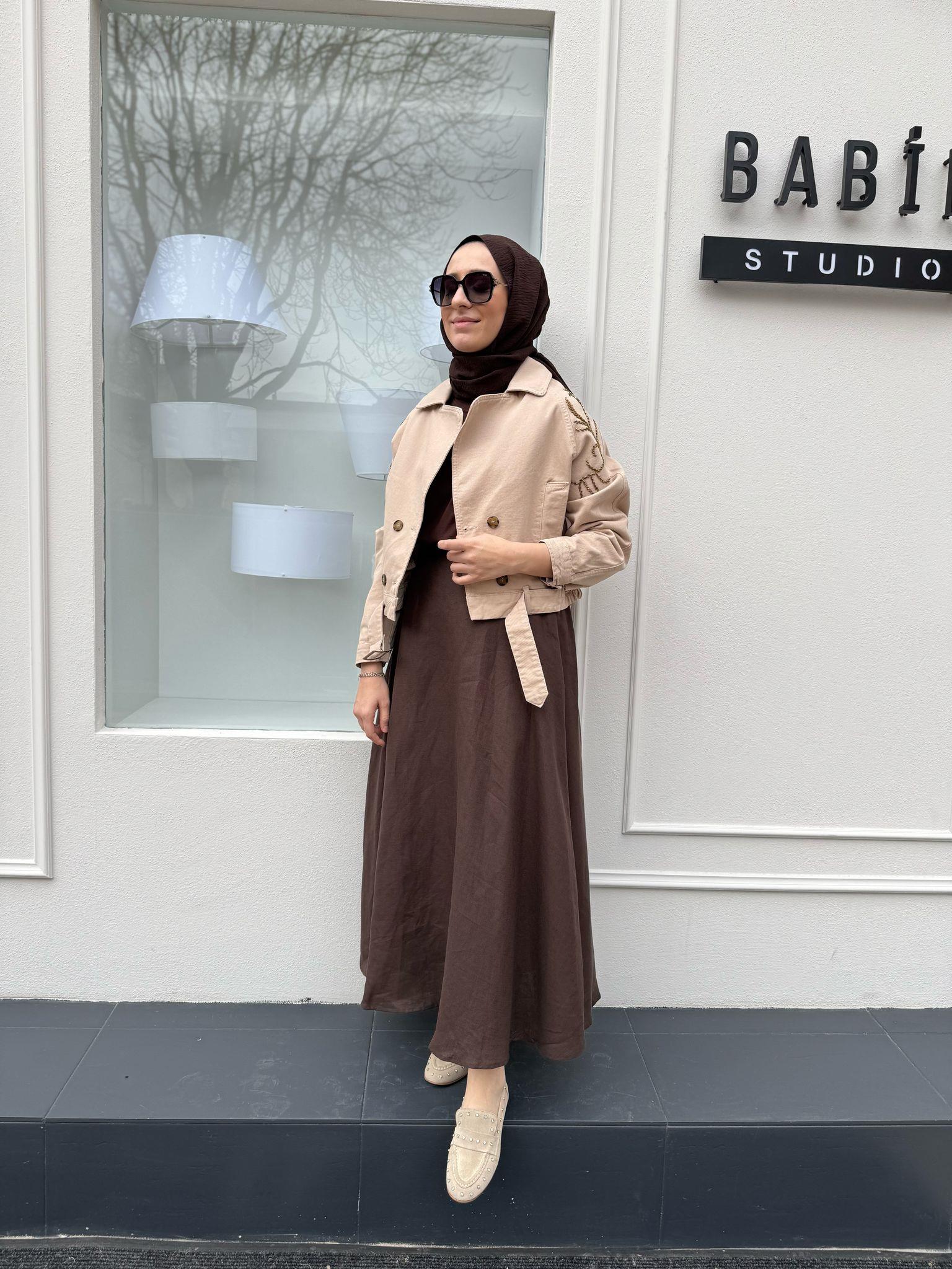 İşleme Detaylı Kadın Naomi Ceket Bej