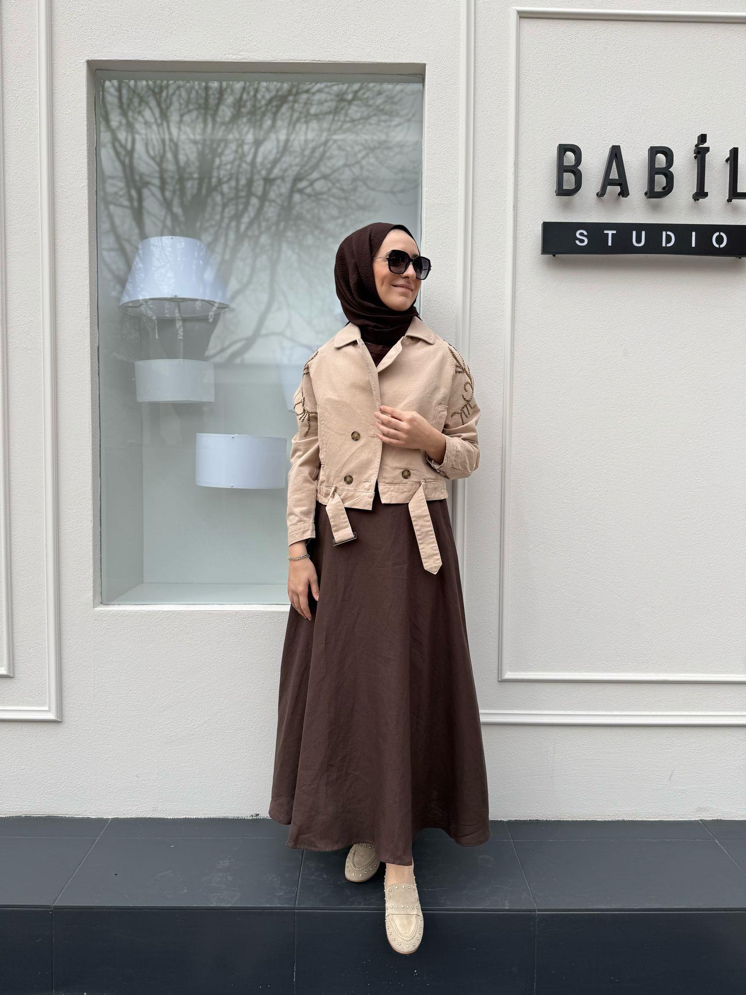 İşleme Detaylı Kadın Naomi Ceket Bej