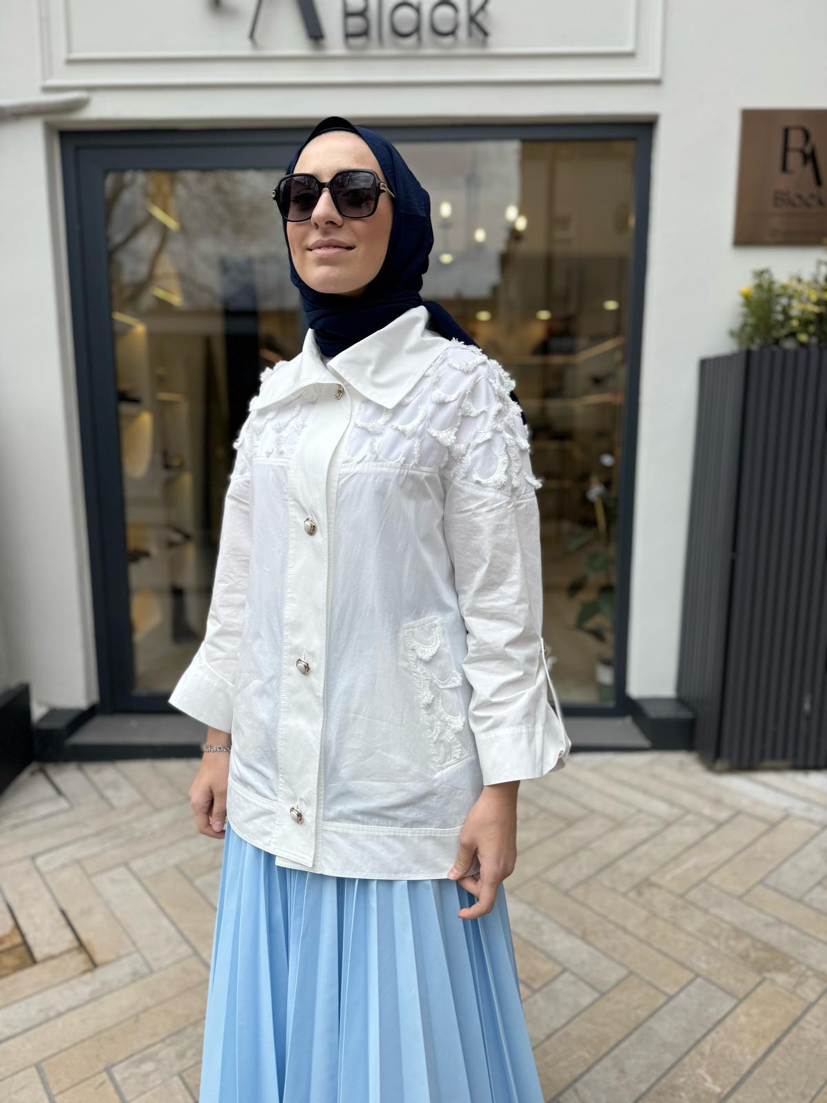 Jessica Yaka Detaylı Kadın Ceket Beyaz