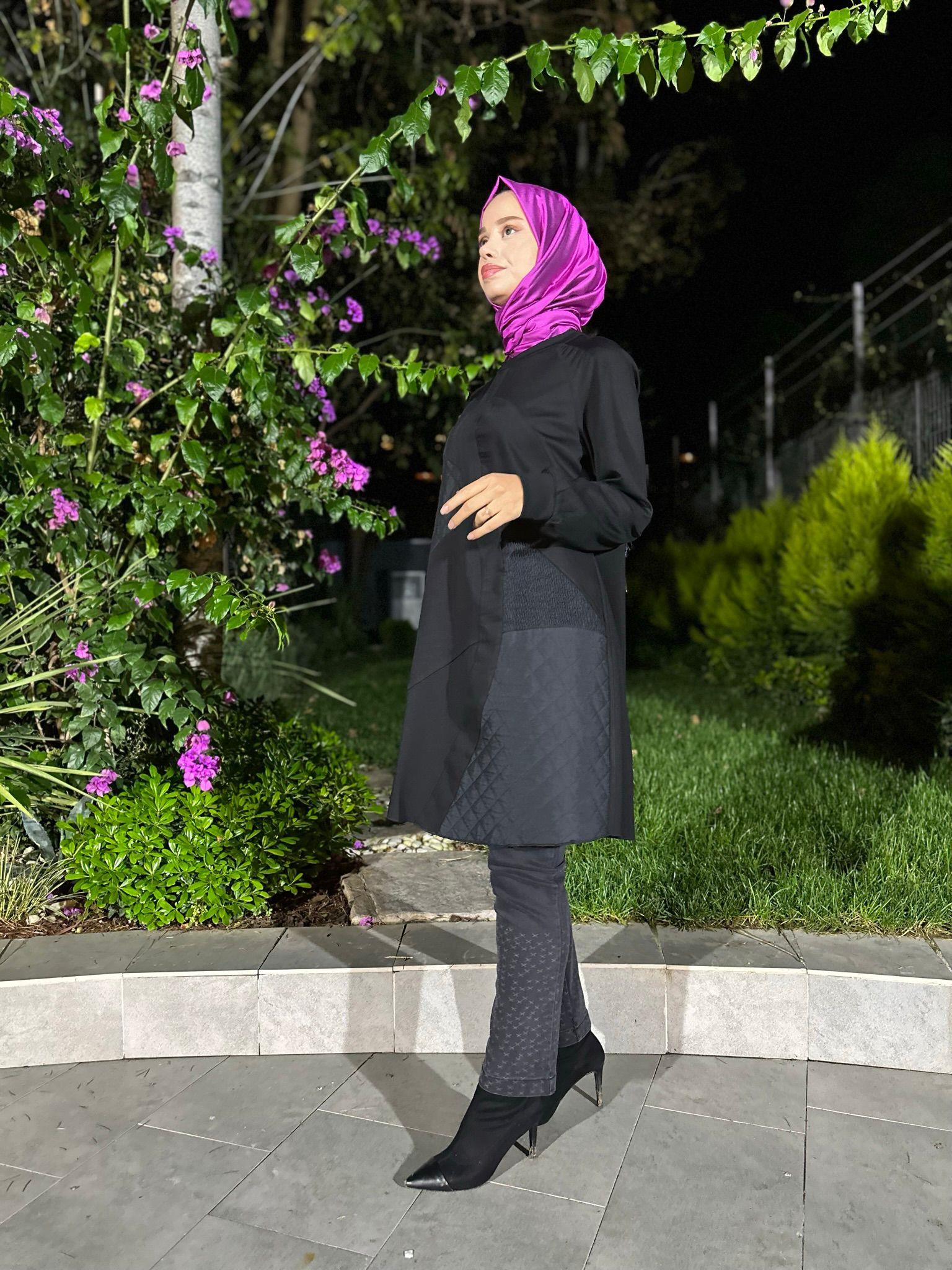 Kabartma Desenli Kadın Tunik Siyah