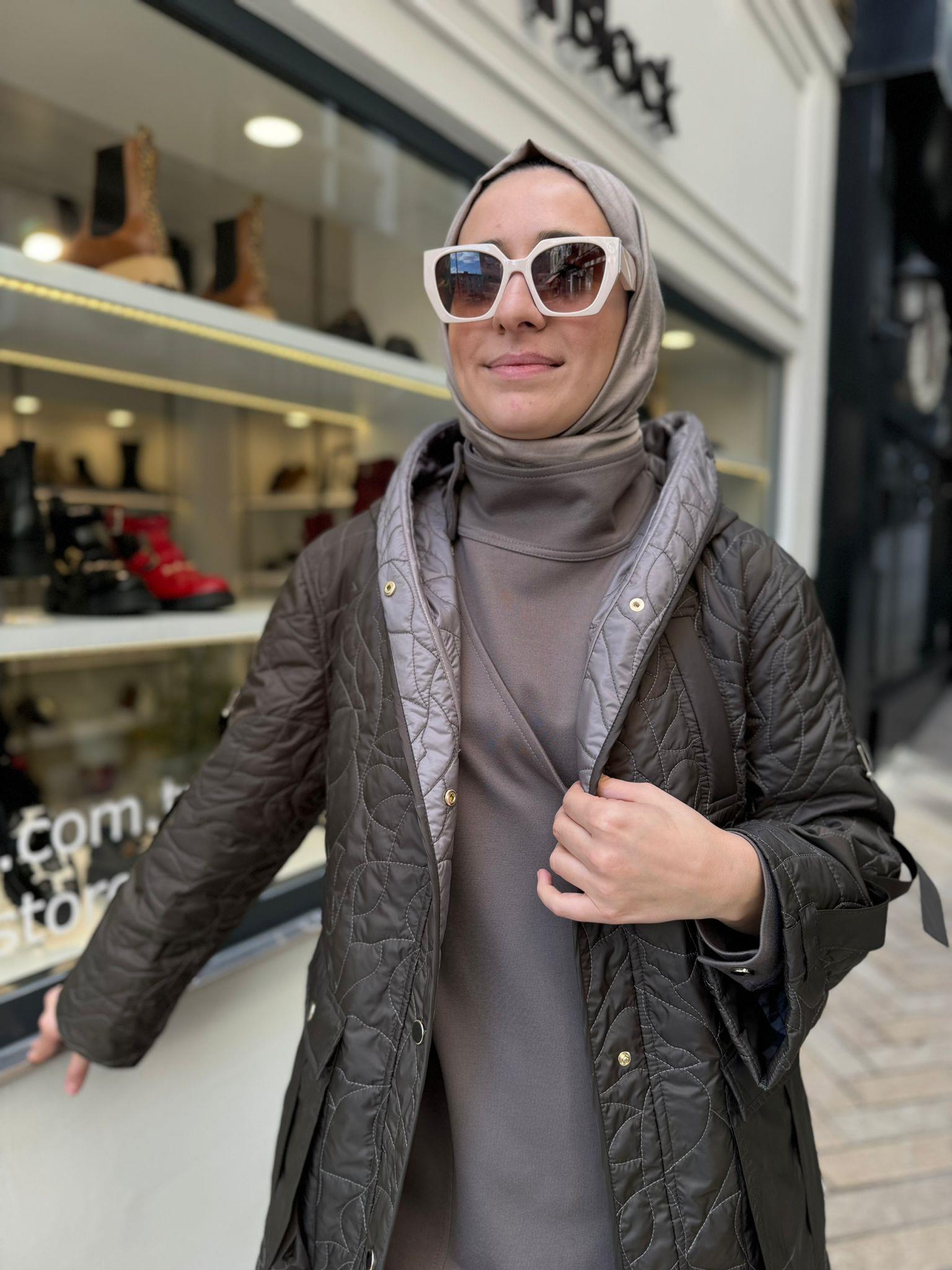 Kapitone Detaylı Catania Kadın Mont Haki Yeşil