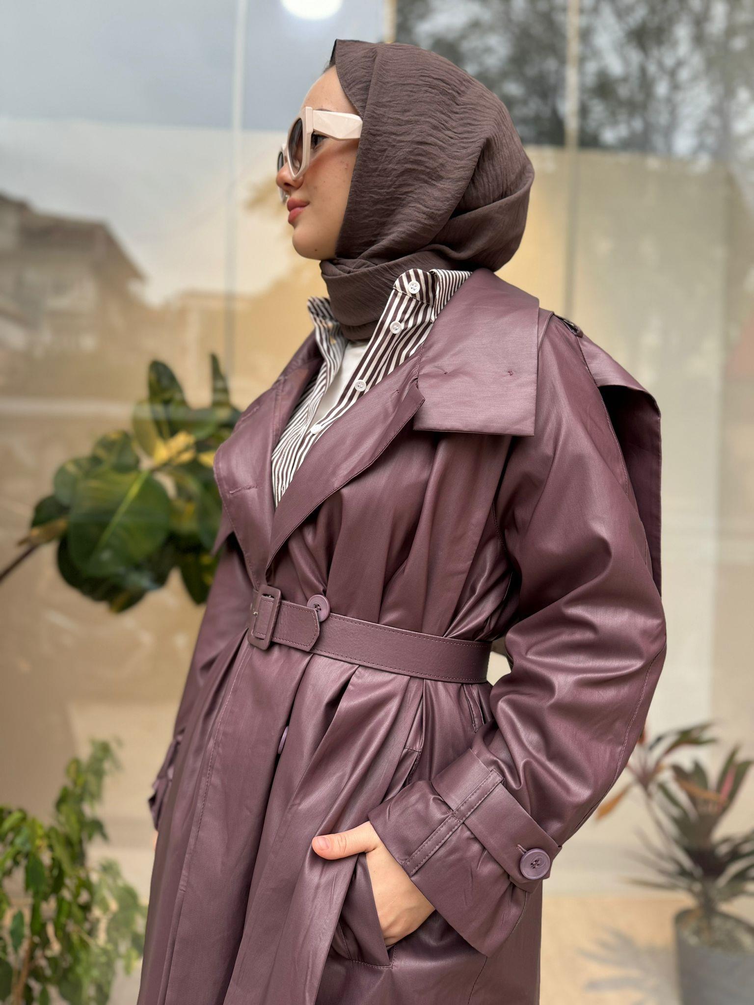 Kemer Detaylı Verena Kadın Trench Mürdüm