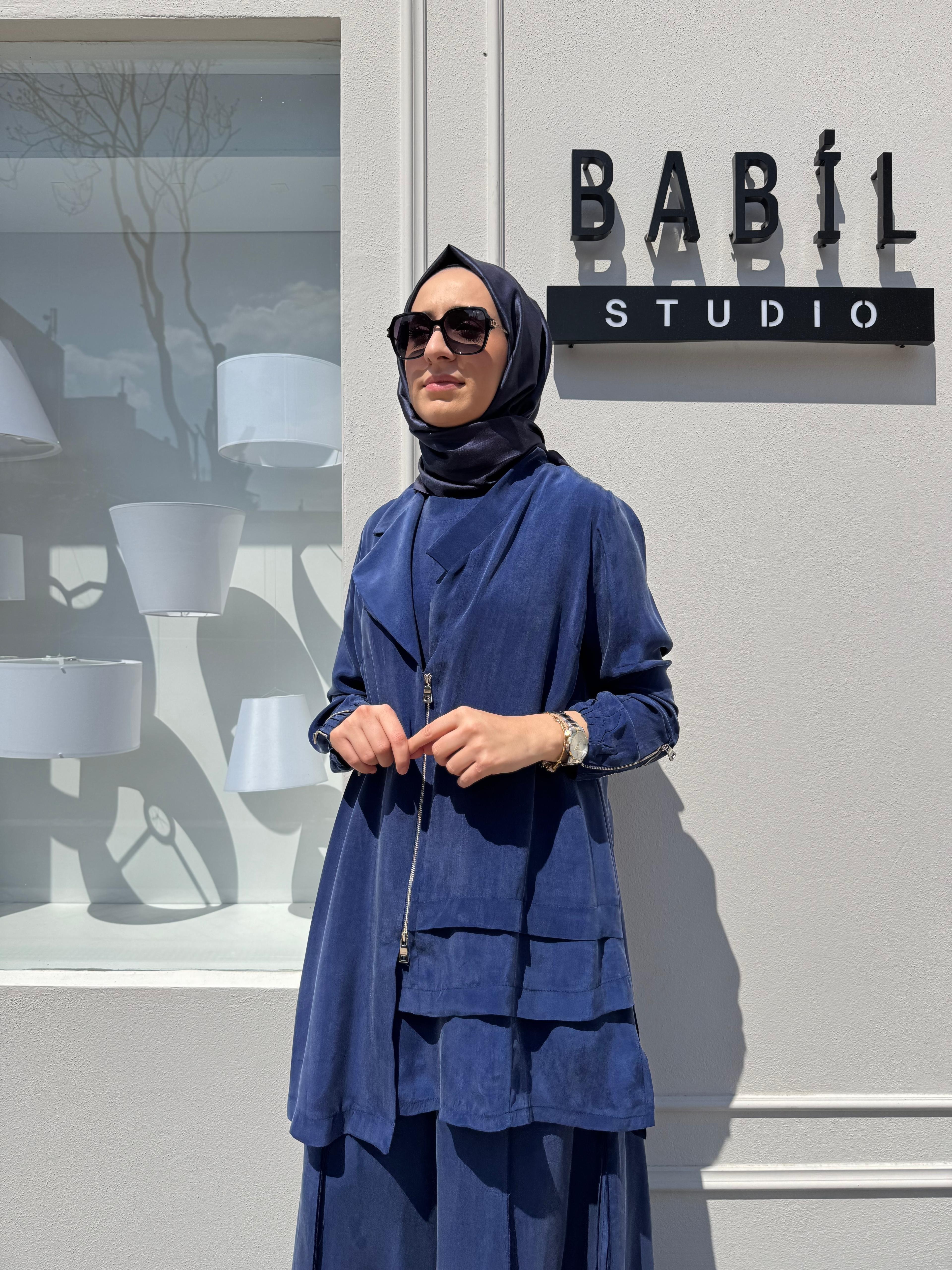 Kloş Pantolonlu Kadın Takım Indigo