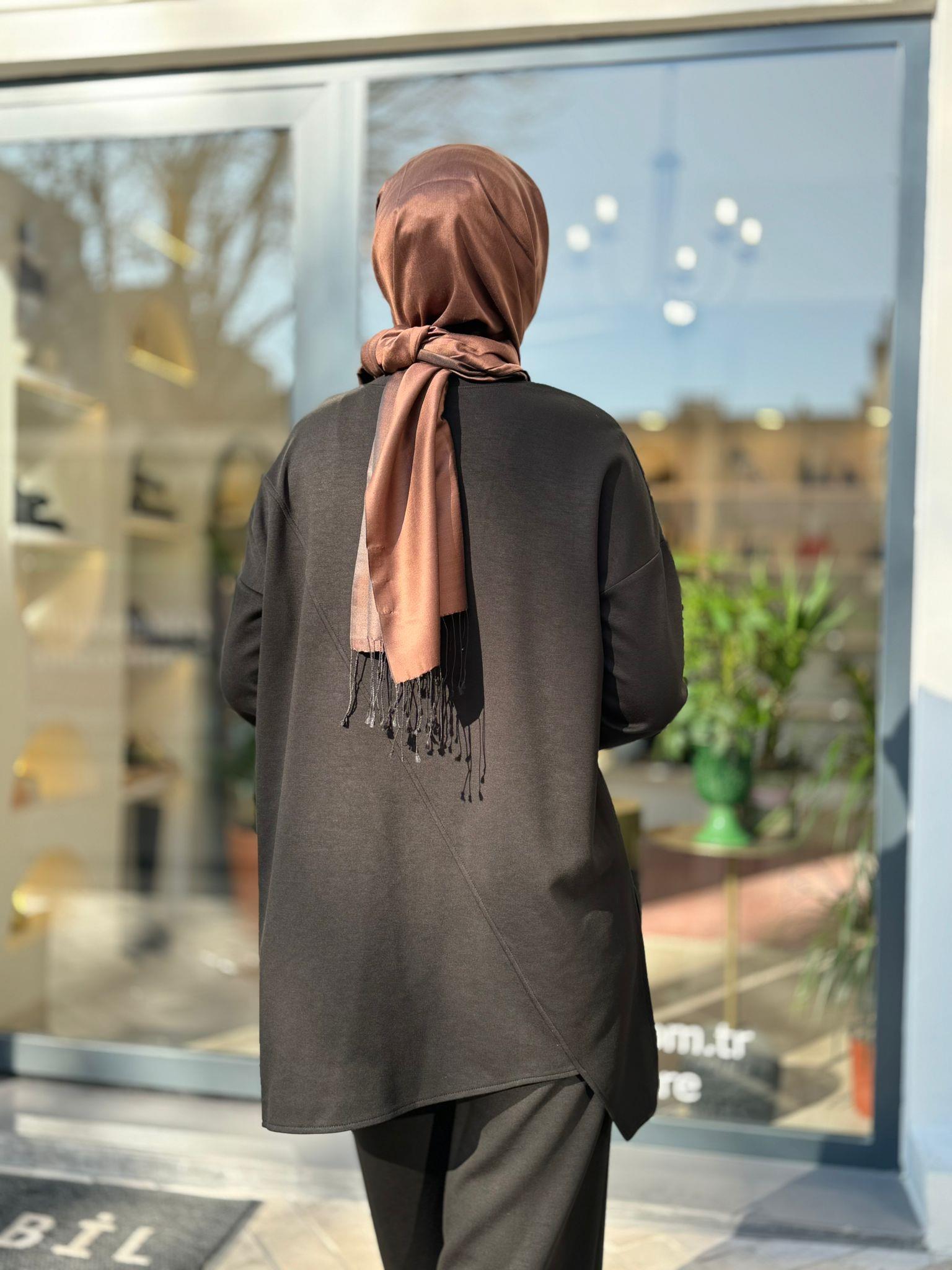 Kumaş Detaylı Kadın Takım Siyah