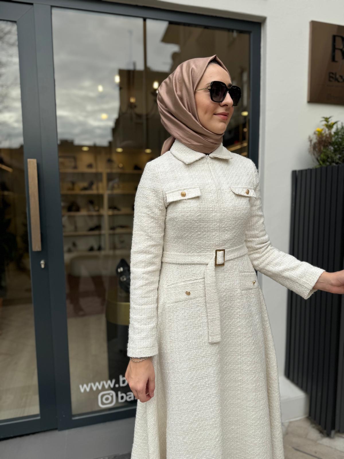 Lady Tüvit Elbise Ekru