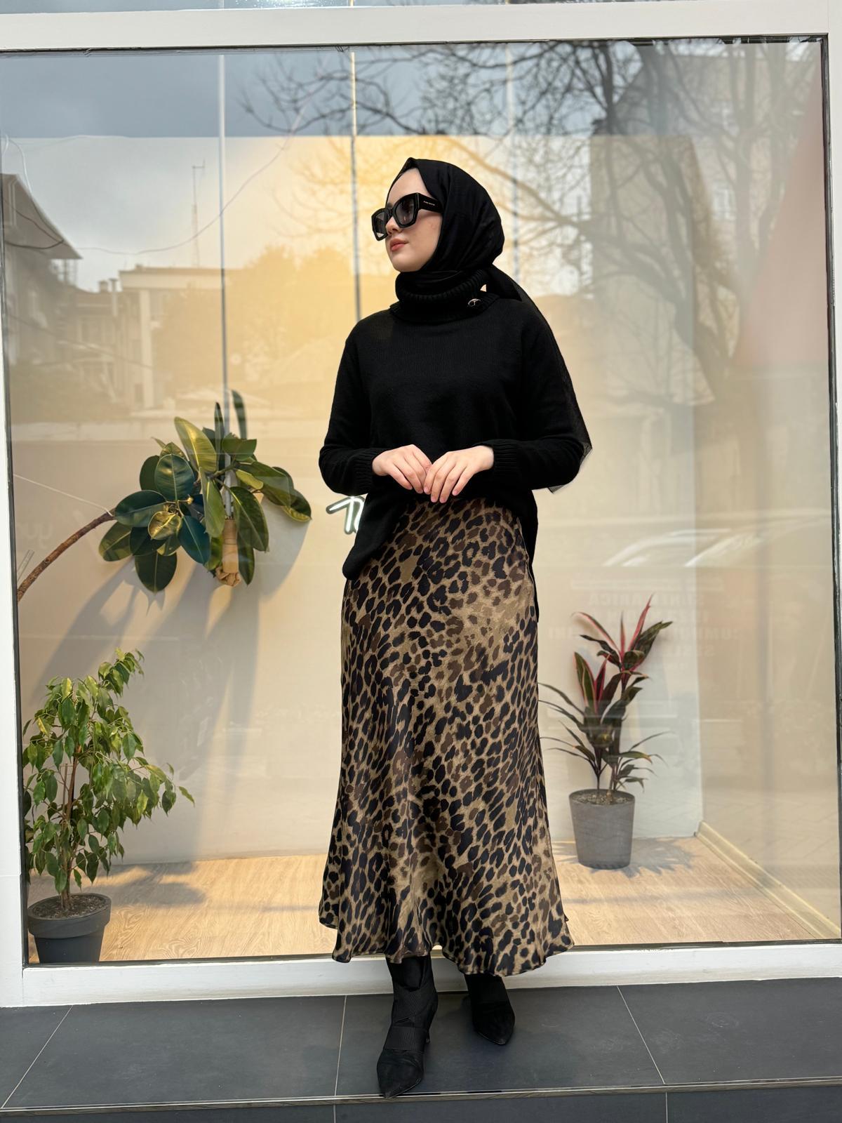 Leopar Desen Kadın Etek Leopar