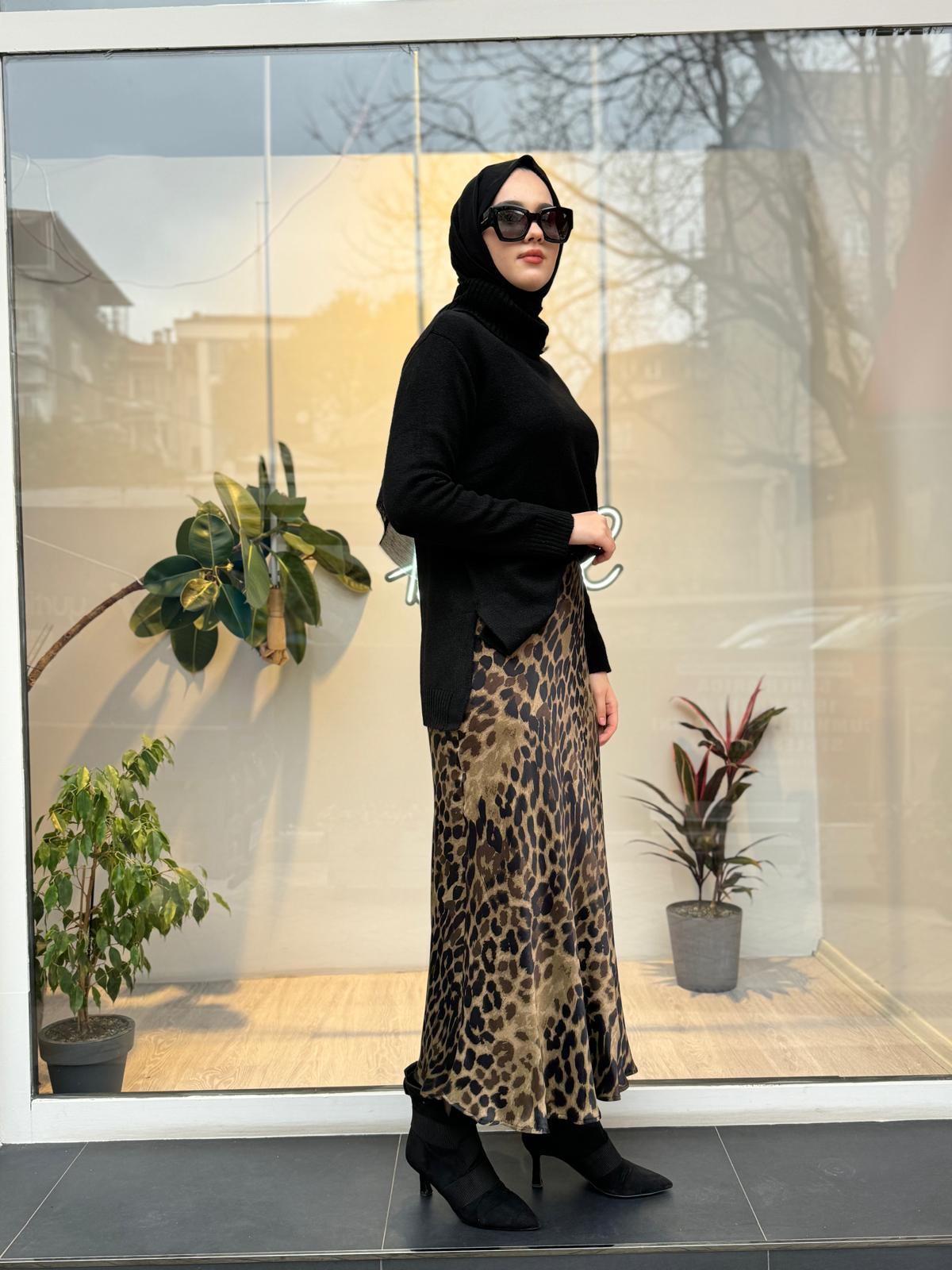 Leopar Desen Kadın Etek Leopar