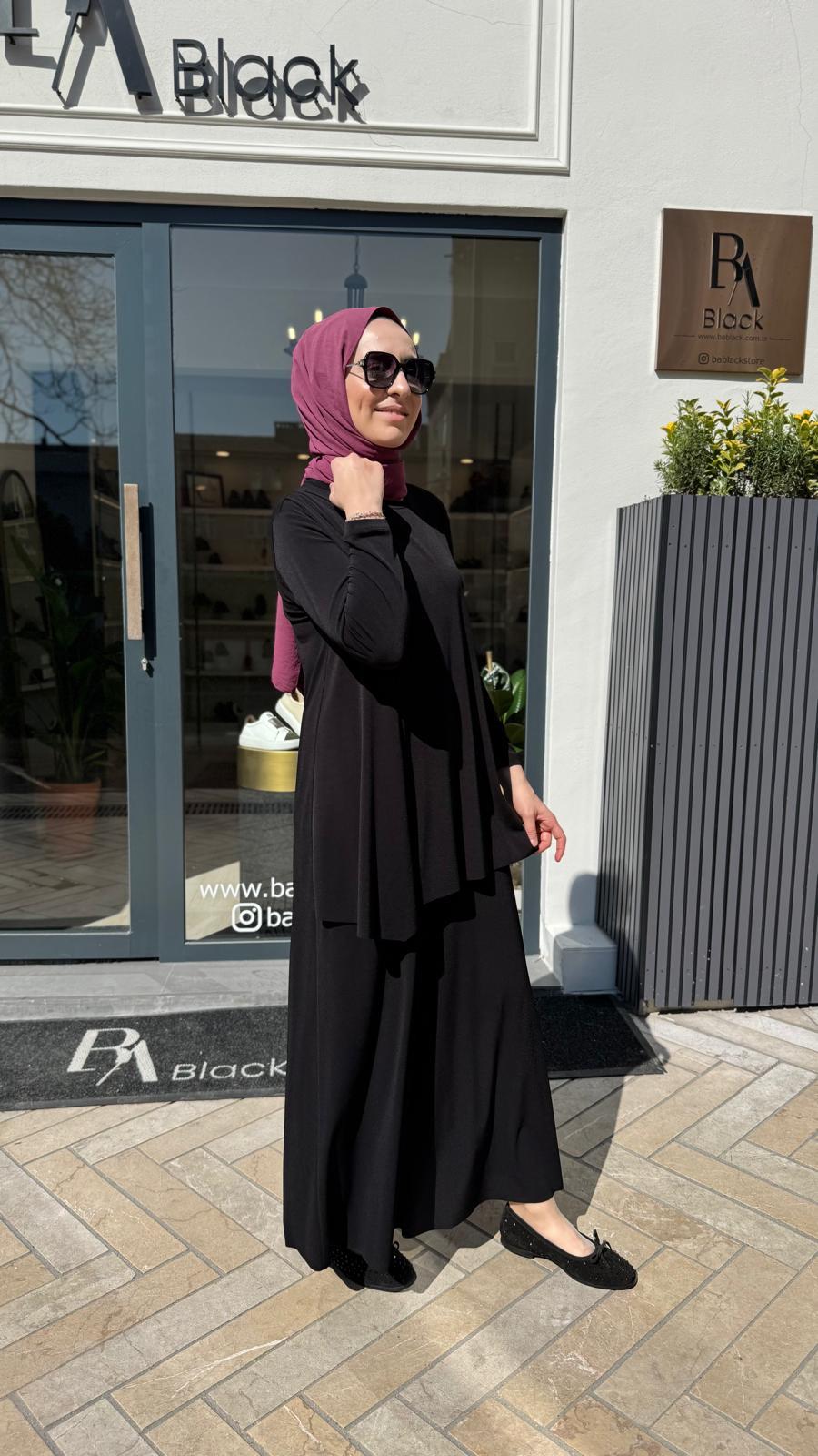 Omuz Pileli Kadın Bluz Siyah