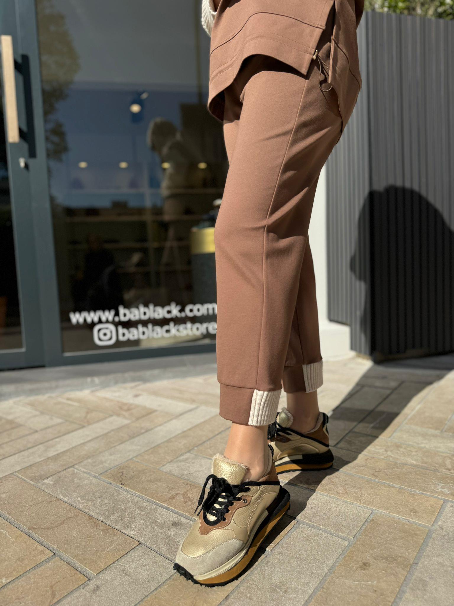 Paçası Triko Detaylı Lucca Kadın Pantolon Camel